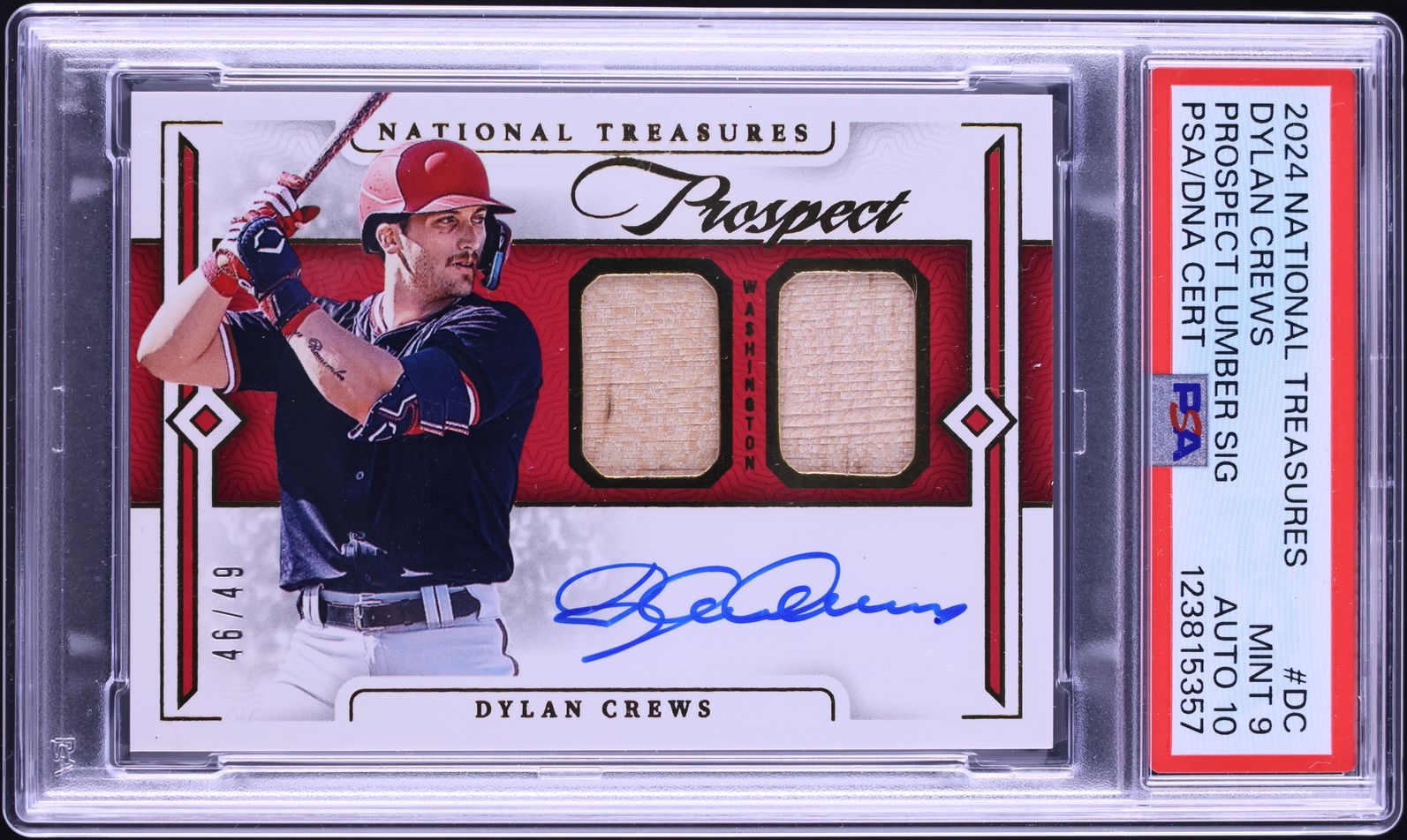 2024 National Treasures Lumber Dylan Crews RC PATCH AUTO DNA 10 