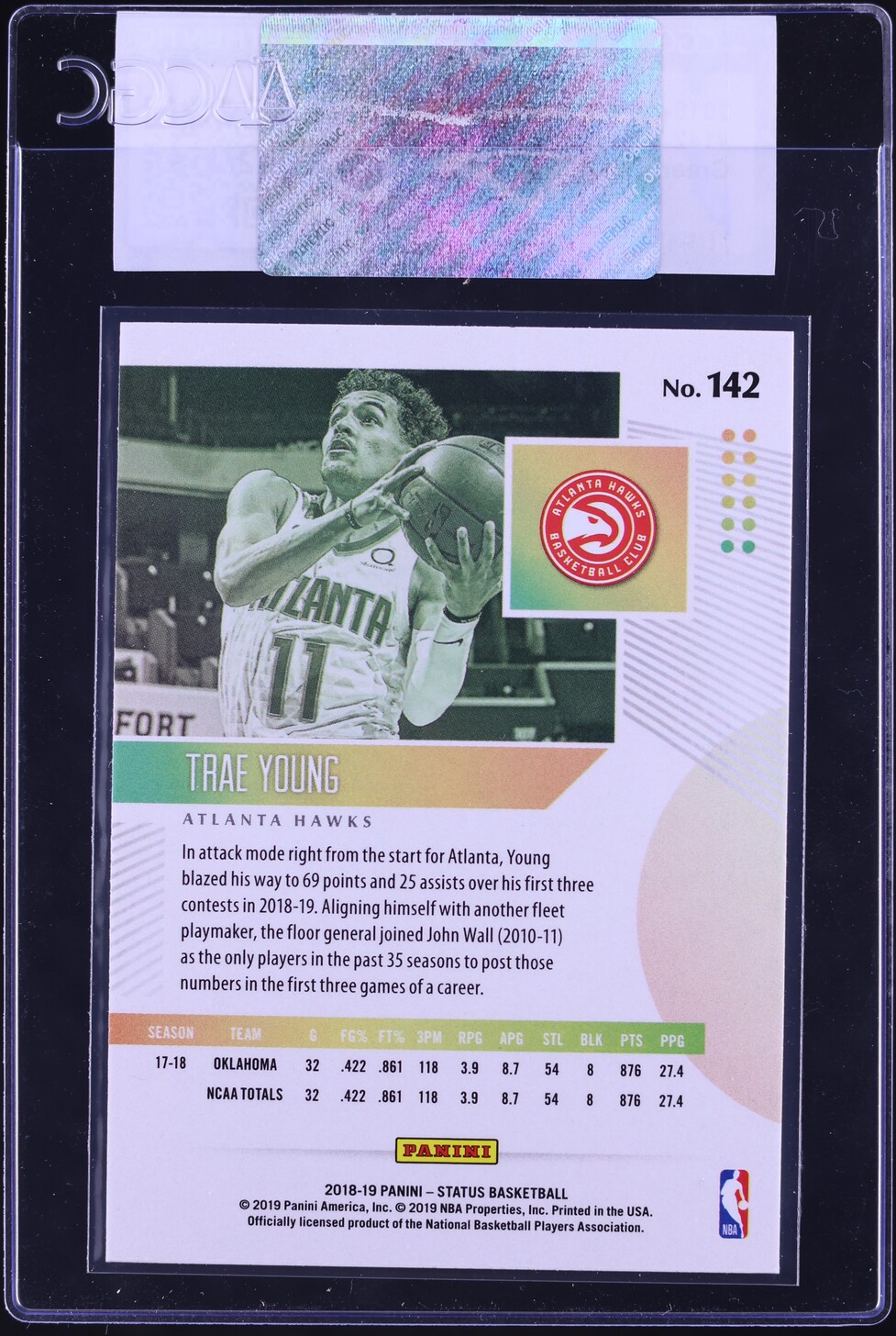 2018 Panini Status Green Trae Young ROOKIE #142 CGC AUTH