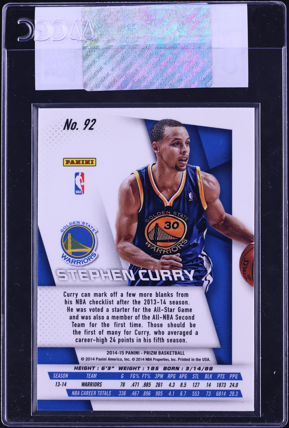2014 Panini Prizm Stephen Curry #92 CGC AUTH on Fanatics Collect