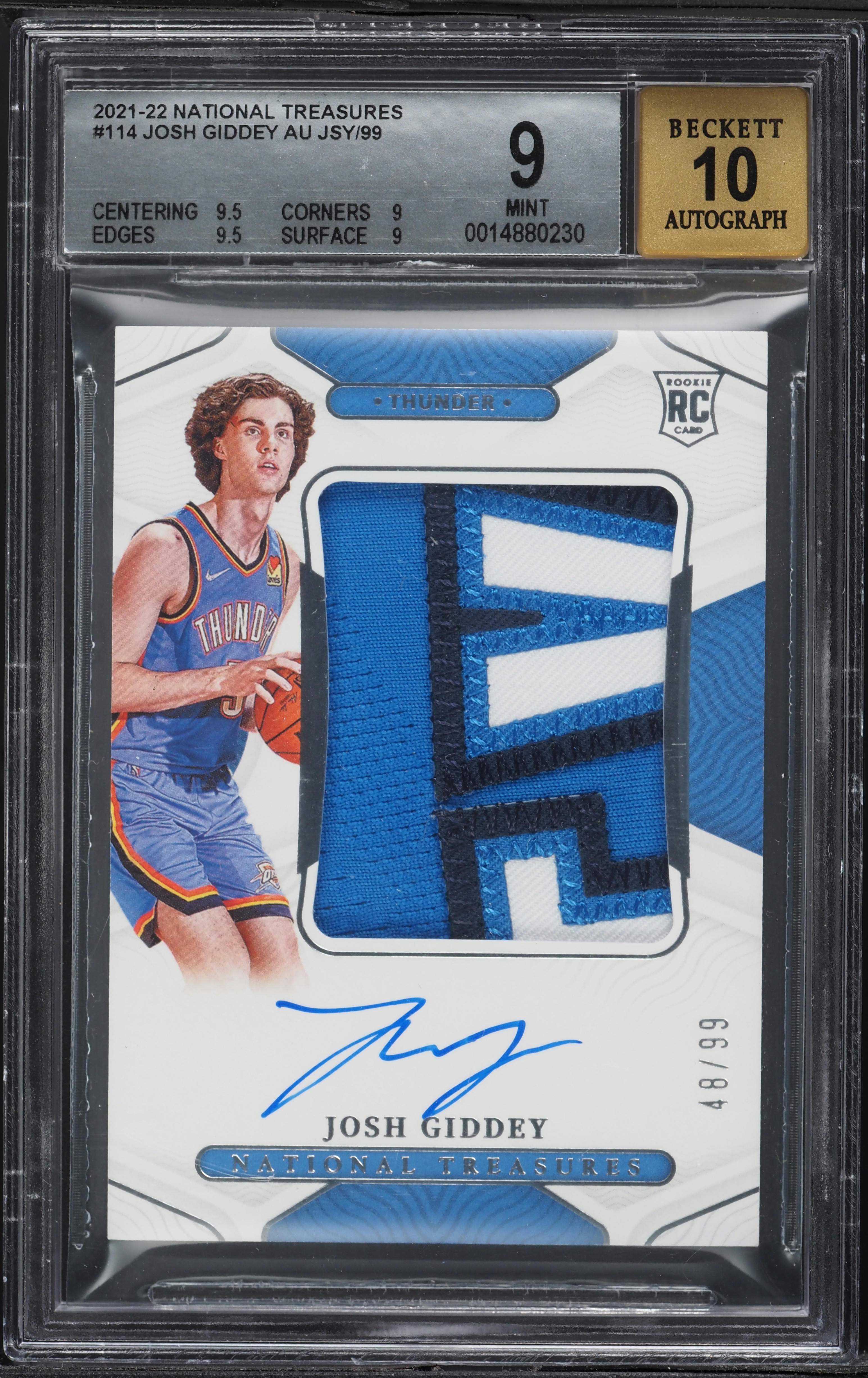 2021 National Treasures Josh Giddey ROOKIE PATCH AUTO /99 #114 BGS