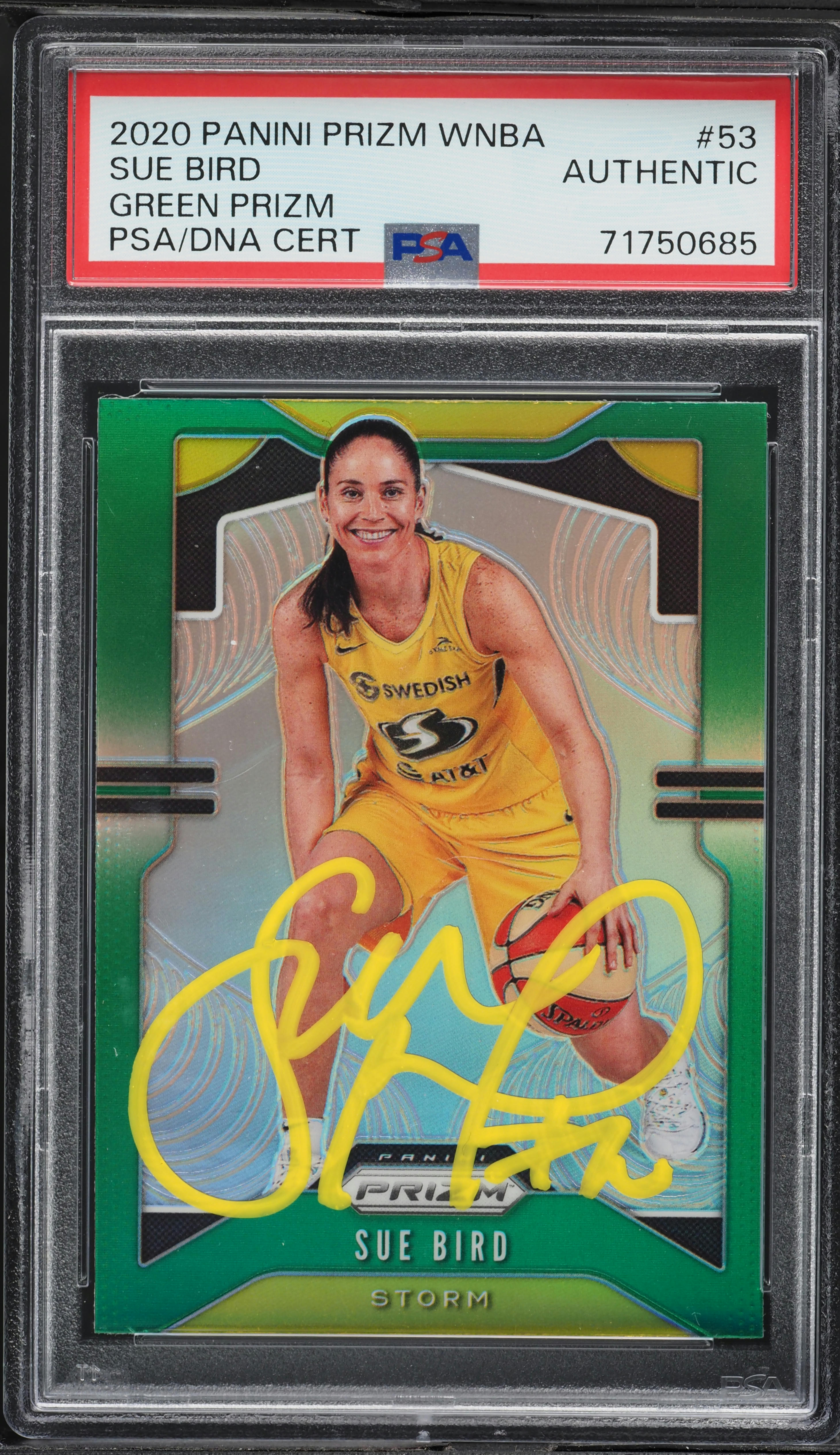 2020 Panini Prizm WNBA Green Prizm Sue Bird AUTO #53 PSA AUTH on