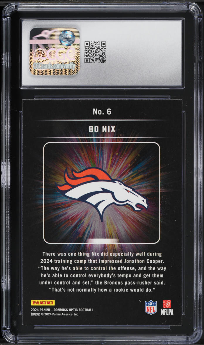 2024 Donruss Optic Light It Up Bo Nix ROOKIE #6 CGC 10 GEM MINT