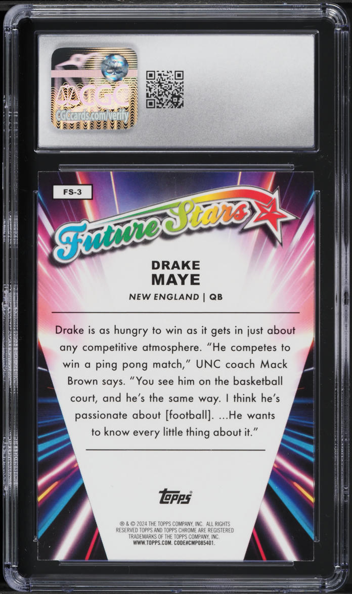 2024 Topps Chrome Future Stars Drake Maye ROOKIE #FS-3 CGC 10 GEM MINT