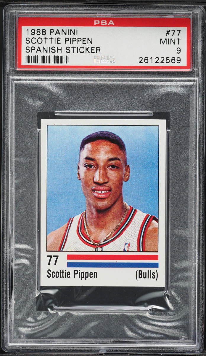 1988 Panini Spanish Sticker Scottie Pippen ROOKIE #77 PSA 9 MINT