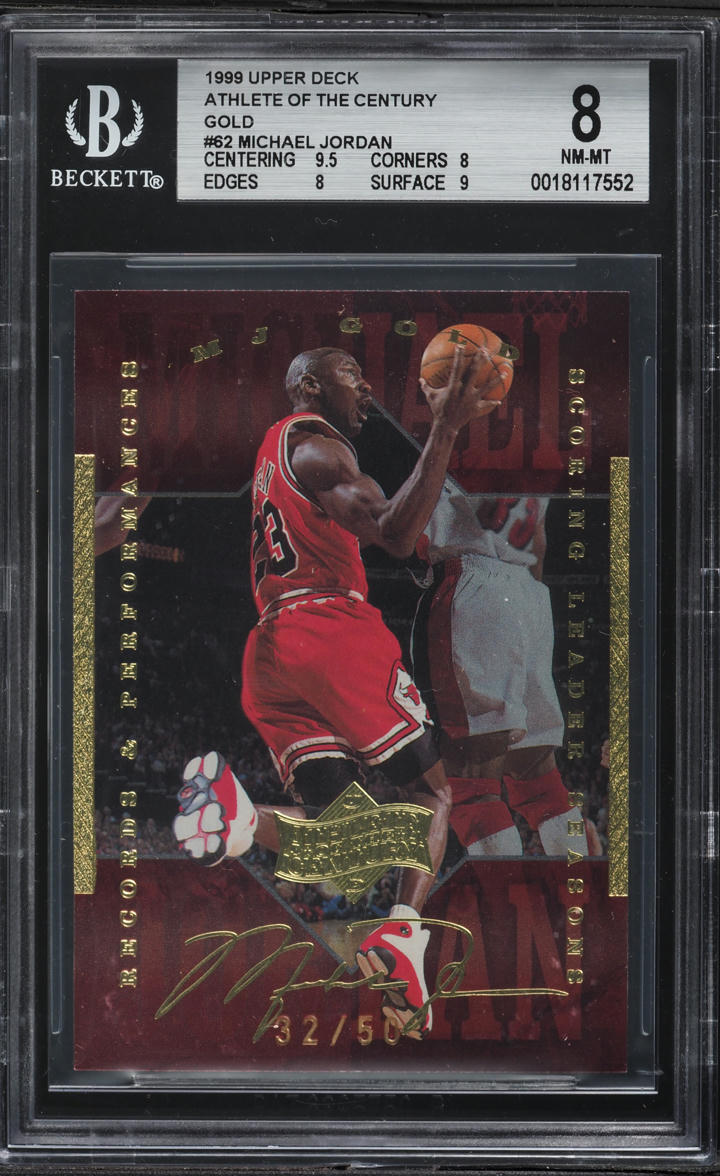 1999 Upper Deck Athlete Of the Century Gold Michael Jordan /50 #62 BGS 8 NM-MT