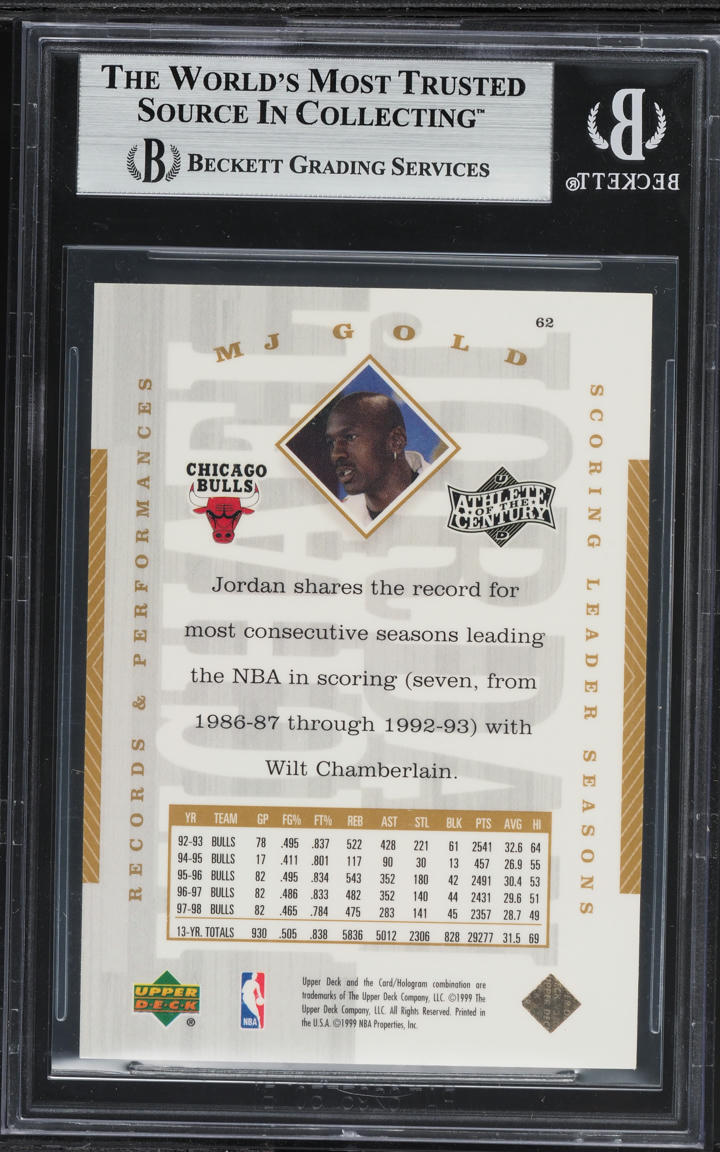 1999 Upper Deck Athlete Of the Century Gold Michael Jordan /50 #62 BGS 8 NM-MT