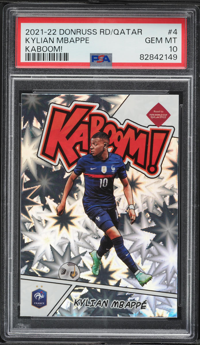 2021 Donruss Road To Qatar Kaboom! Kylian Mbappe #4 PSA 10 GEM