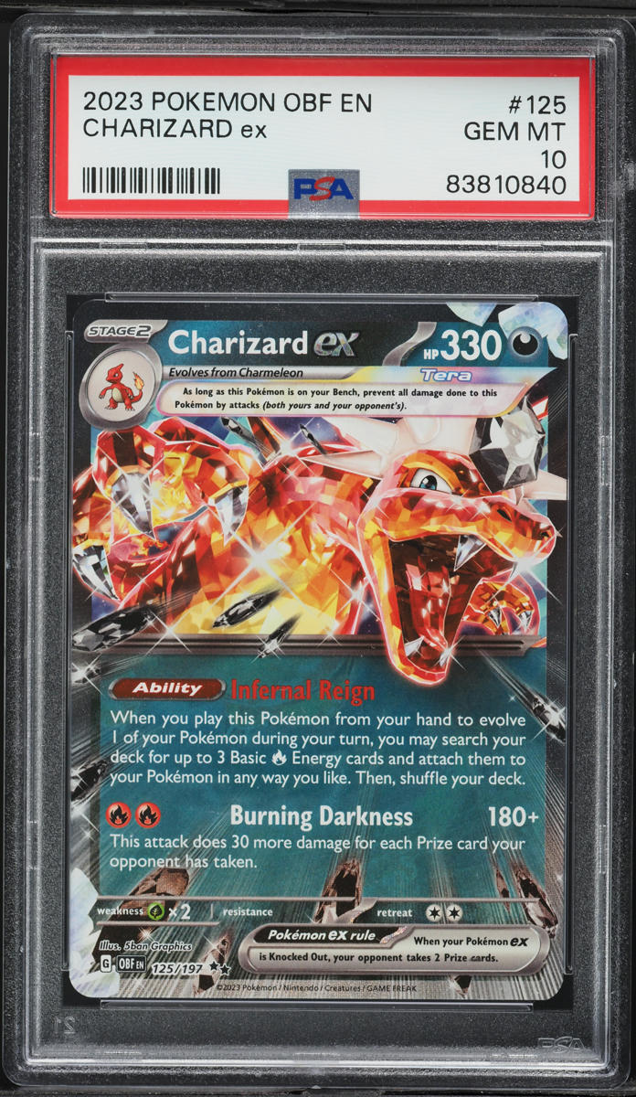 2023 Pokemon SV Obsidian Flames Full Art Charizard EX #125 PSA 10