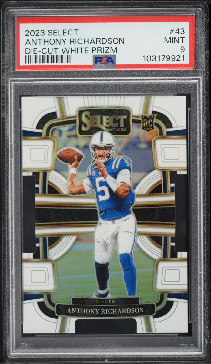 2023 Select Concourse White Prizm Die-Cut Anthony Richardson ROOKIE /199 #43 PSA 9 MINT