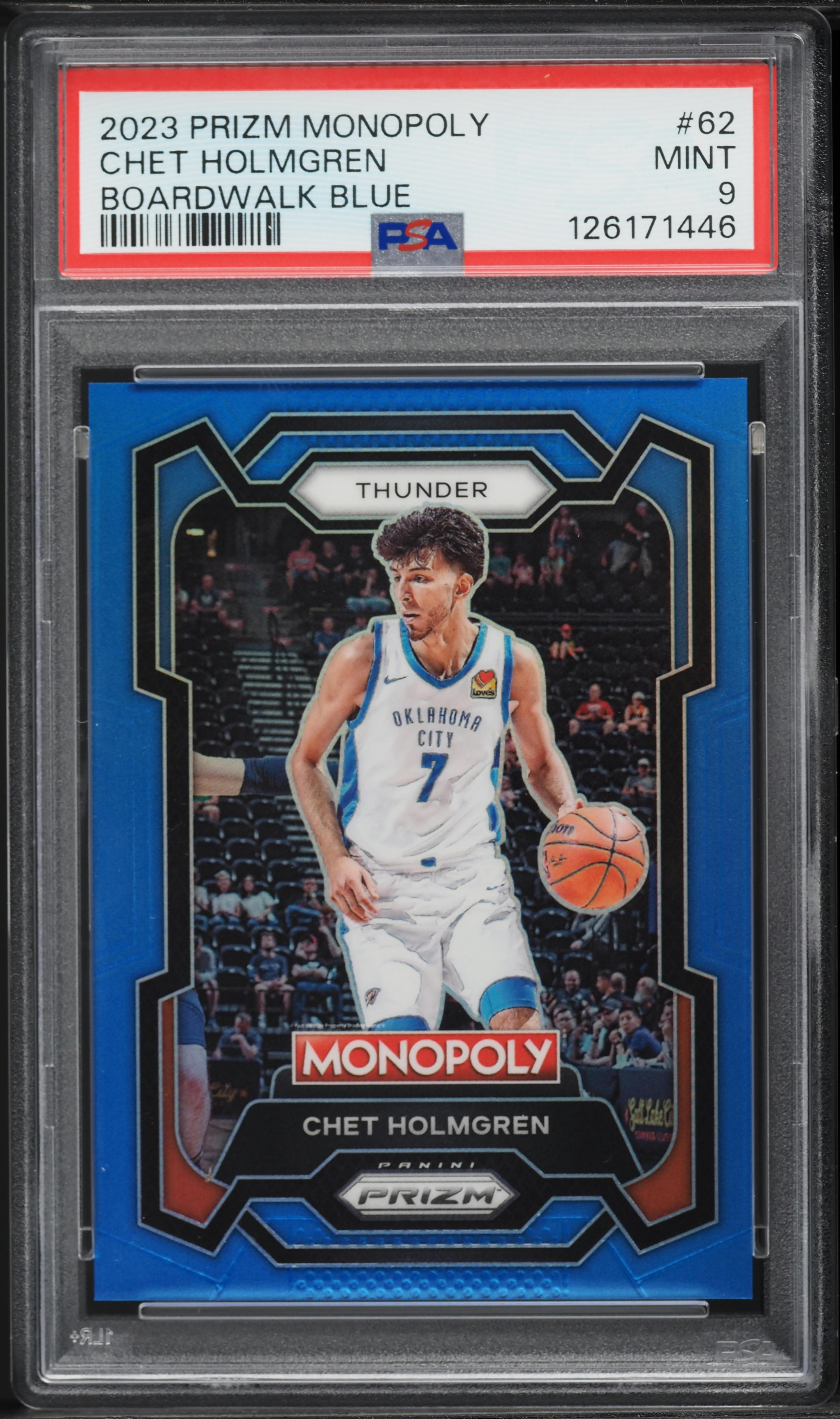 2023 Panini Prizm Monopoly Boardwalk Blue Chet Holmgren /15 #62