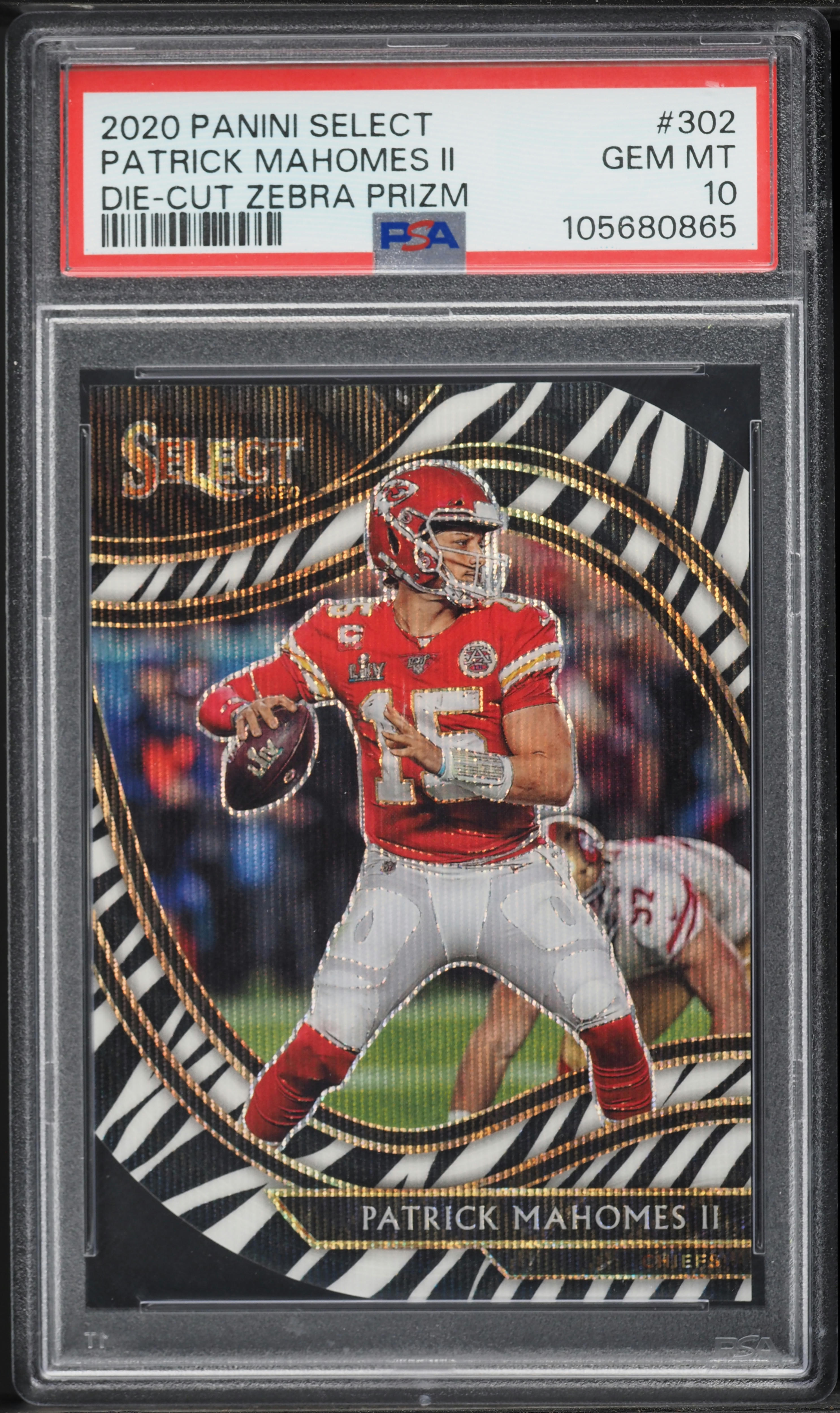 2020 Select Field Level Die-Cut Zebra Prizm Patrick Mahomes II