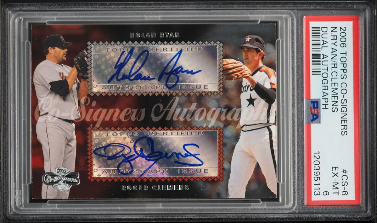 TOPPS COーSIGNERS autograph 2006 Topps Co-Signers Nolan Ryan & Roger Clemens AUTO #CS-6 PSA 6