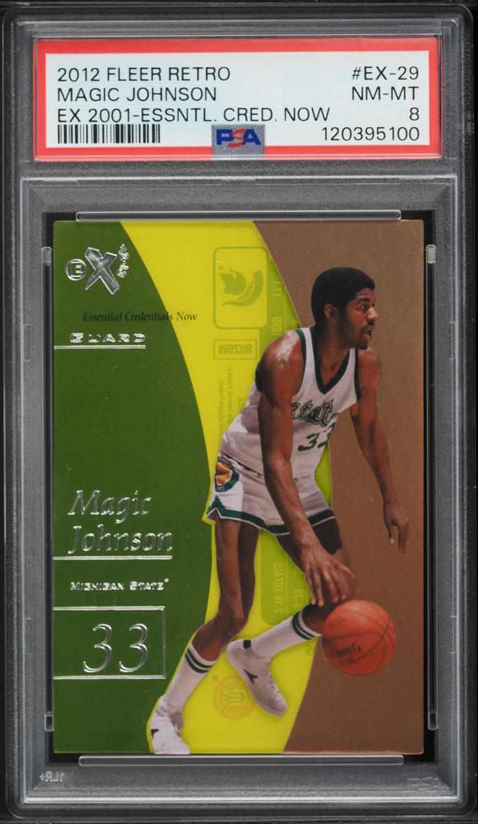 2012 Fleer Retro EX-2001 Essential Credentials Now Magic Johnson /29 PSA 8