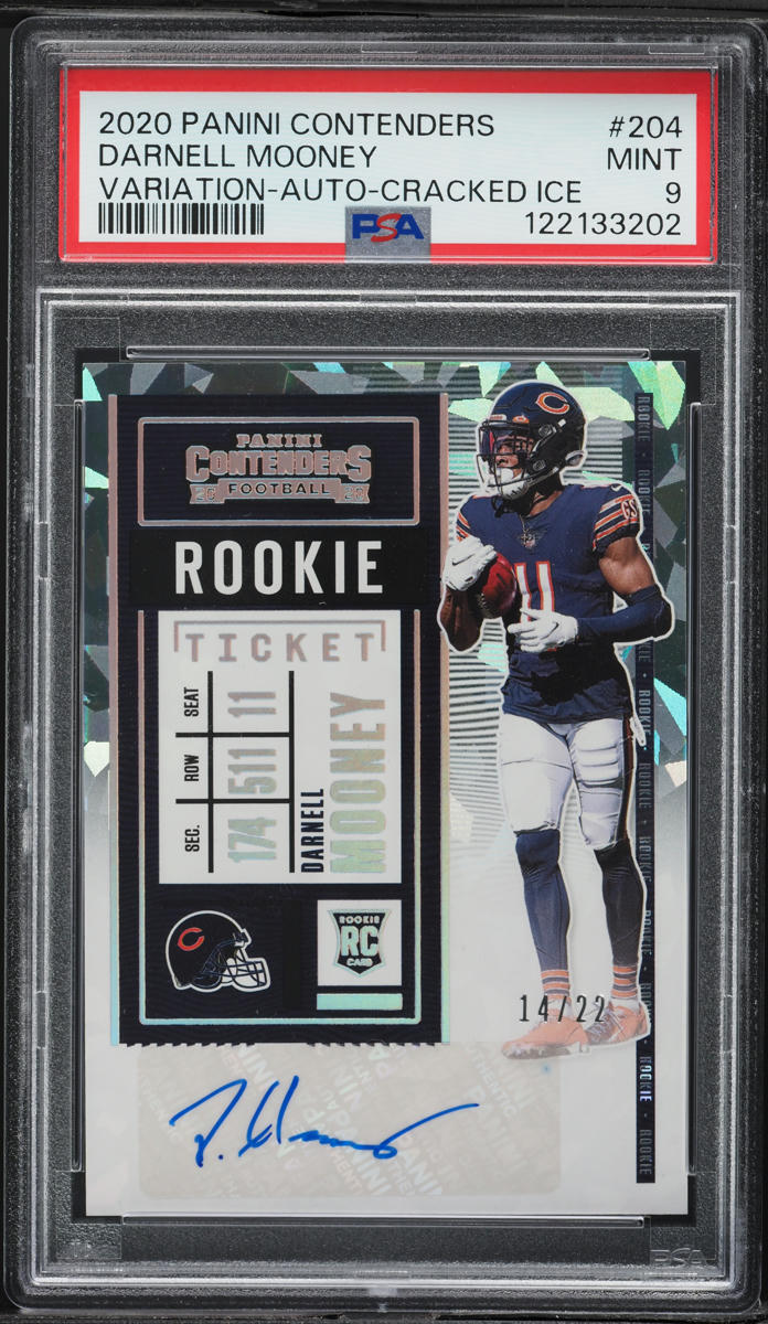 2020 Panini Contenders Variation Cracked Ice Darnell Mooney RC AUTO /22 PSA 9