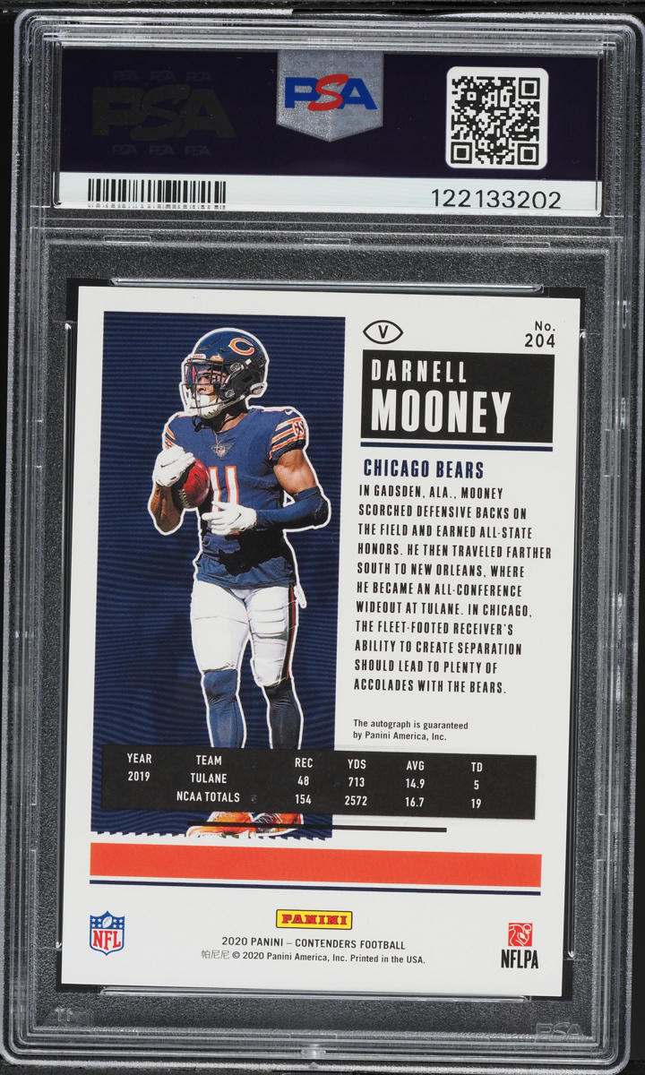 2020 Panini Contenders Variation Cracked Ice Darnell Mooney RC AUTO /22 PSA 9