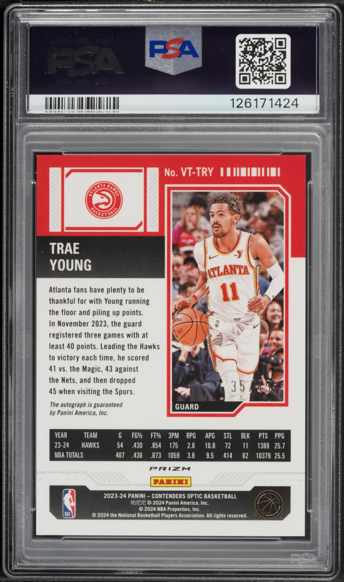 2023 Panini Contenders Optic Veteran Ticket Red Trae Young AUTO