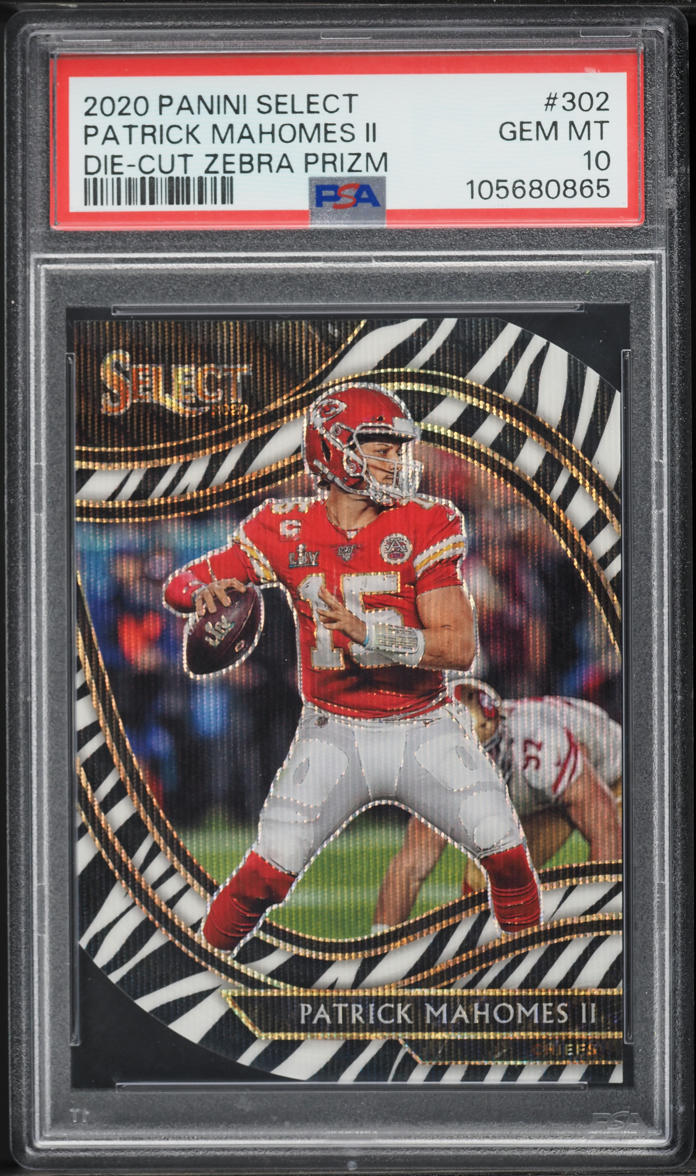2020 Select Field Level Die-Cut Zebra Prizm Patrick Mahomes II #302 PSA 10 GEM MINT