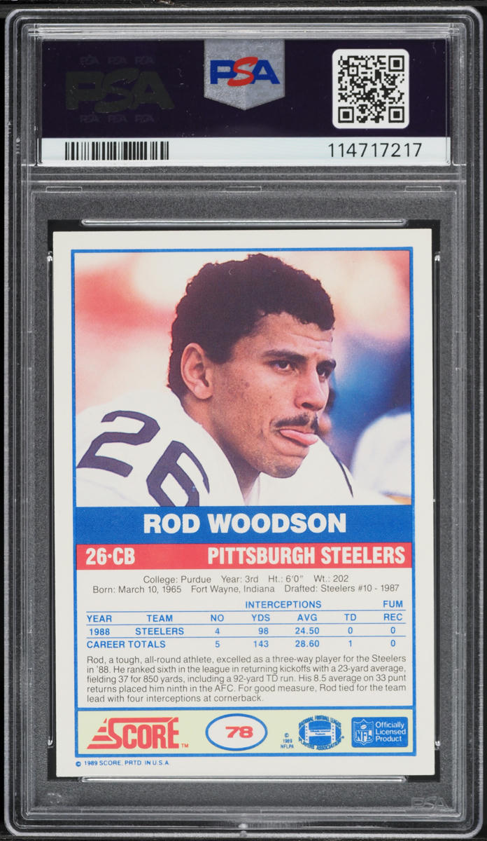 1989 Score Football Rod Woodson ROOKIE #78 PSA 10 GEM MINT