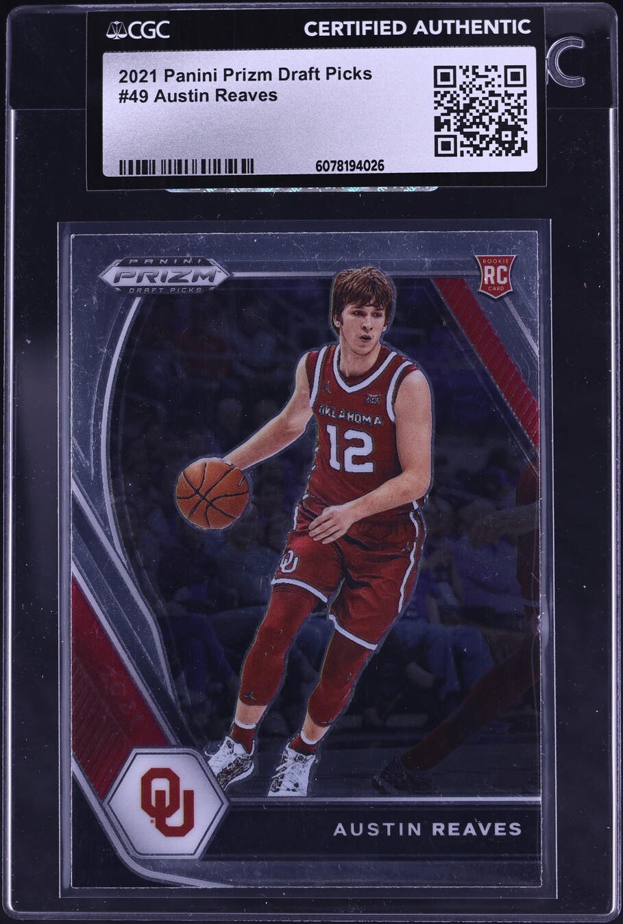 2021 Panini Prizm Draft Picks Austin Reaves ROOKIE #49 CGC AUTH