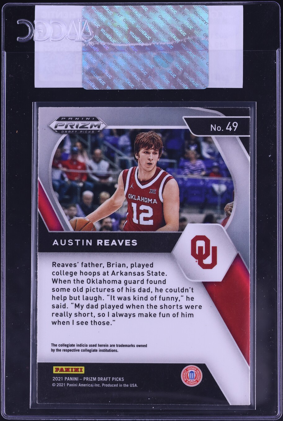 2021 Panini Prizm Draft Picks Austin Reaves ROOKIE #49 CGC AUTH