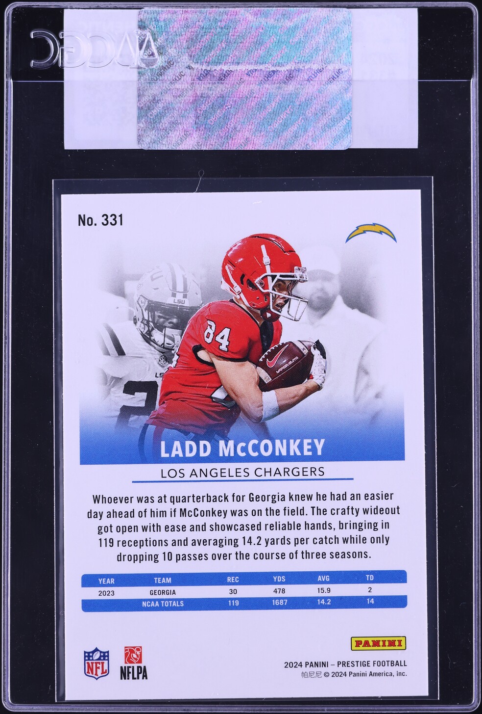 2024 Panini Prestige Ladd McConkey ROOKIE #331 CGC AUTH