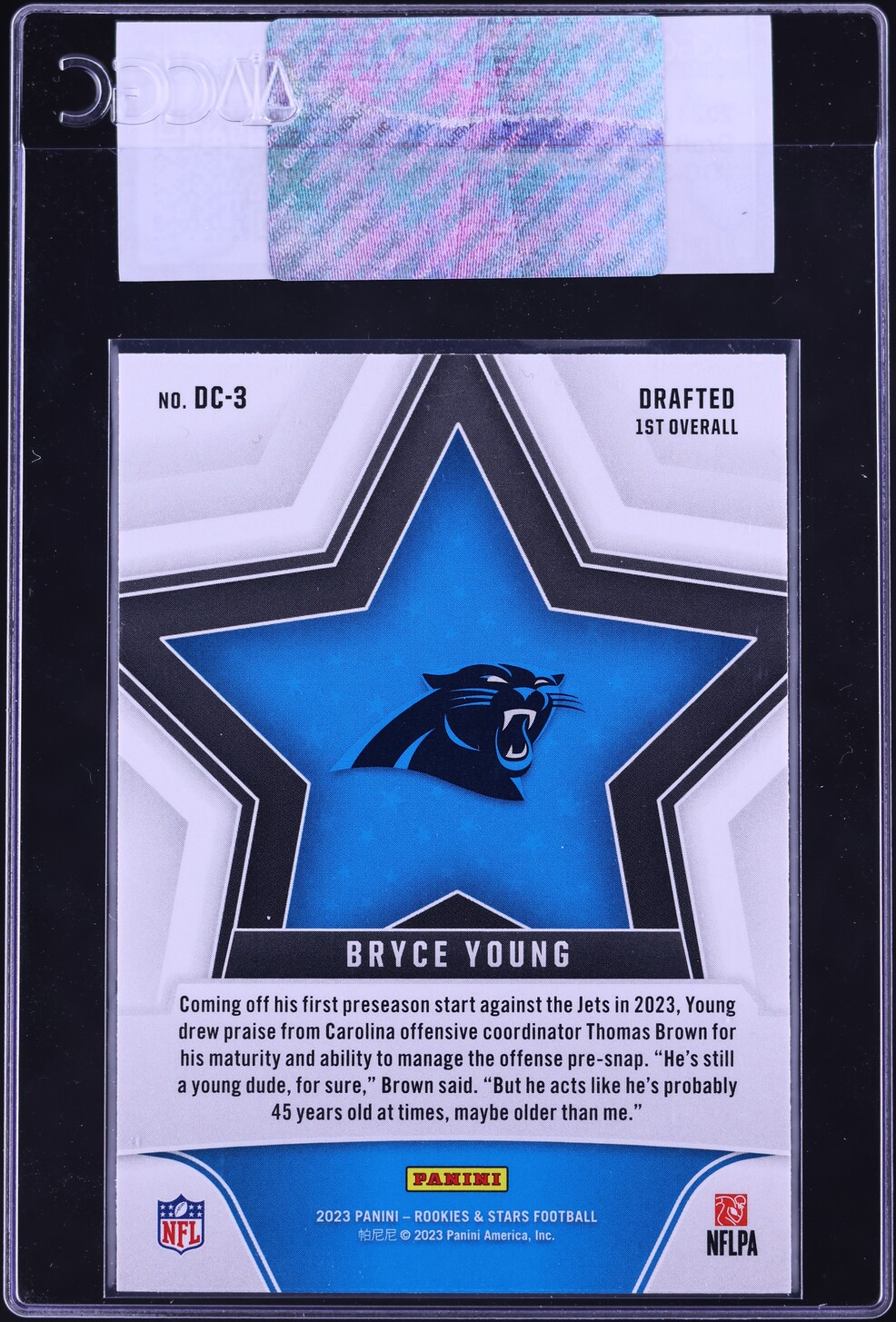 2023 Panini Rookies & Stars Draft Class Bryce Young ROOKIE #DC-3 CGC AUTH