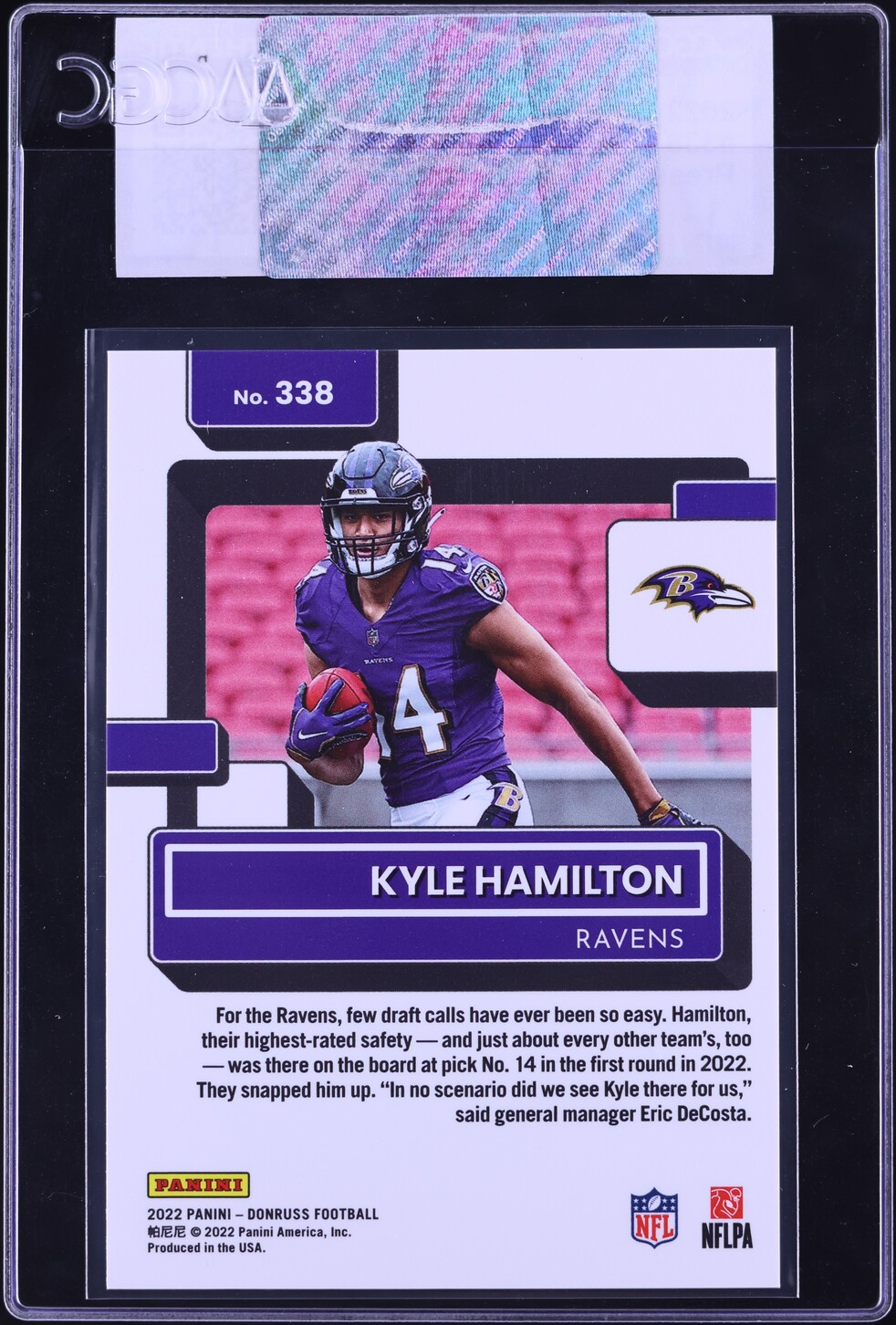 2022 Donruss Press Proof Premium Kyle Hamilton ROOKIE #338 CGC AUTH