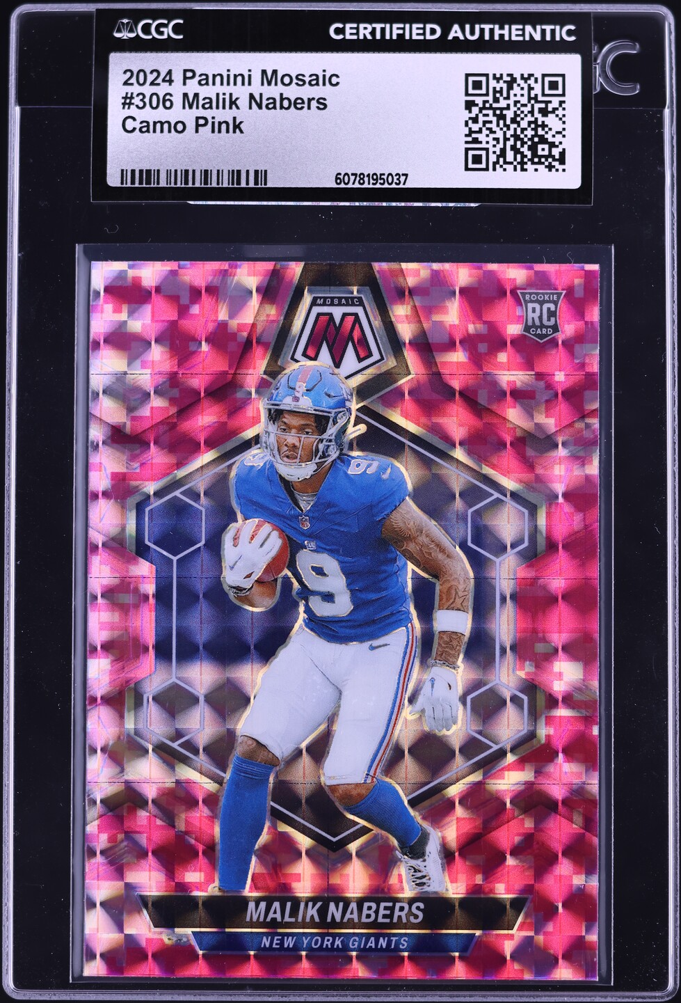 2024 Panini Mosaic Camo Pink Malik Nabers ROOKIE #306 CGC AUTH