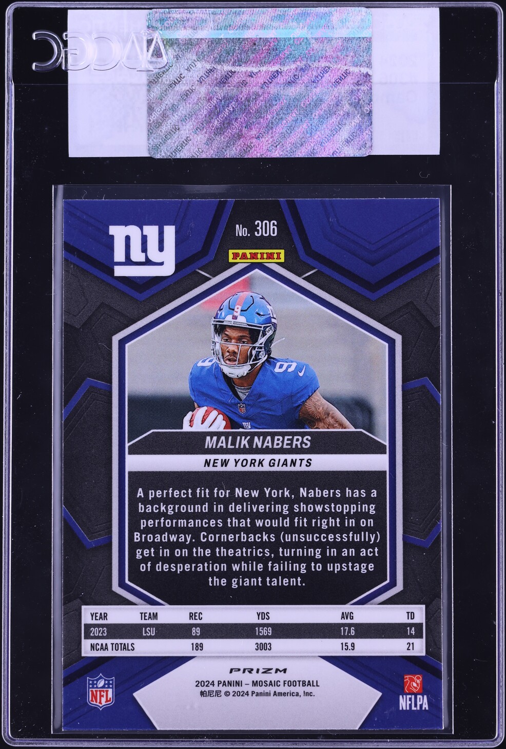 2024 Panini Mosaic Camo Pink Malik Nabers ROOKIE #306 CGC AUTH