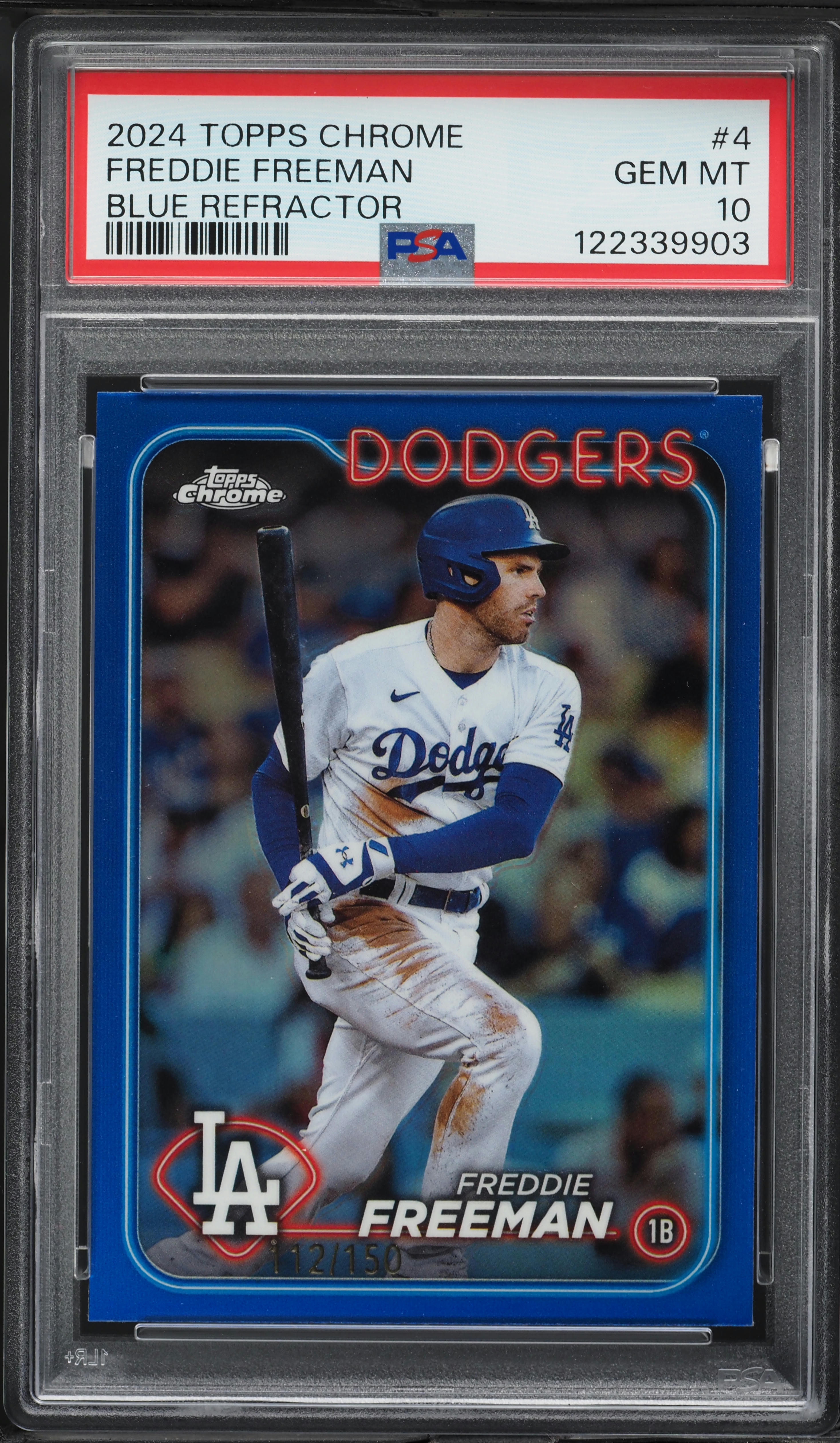 2024 Topps Chrome Blue Refractor Freddie Freeman /150 #4 PSA 10 