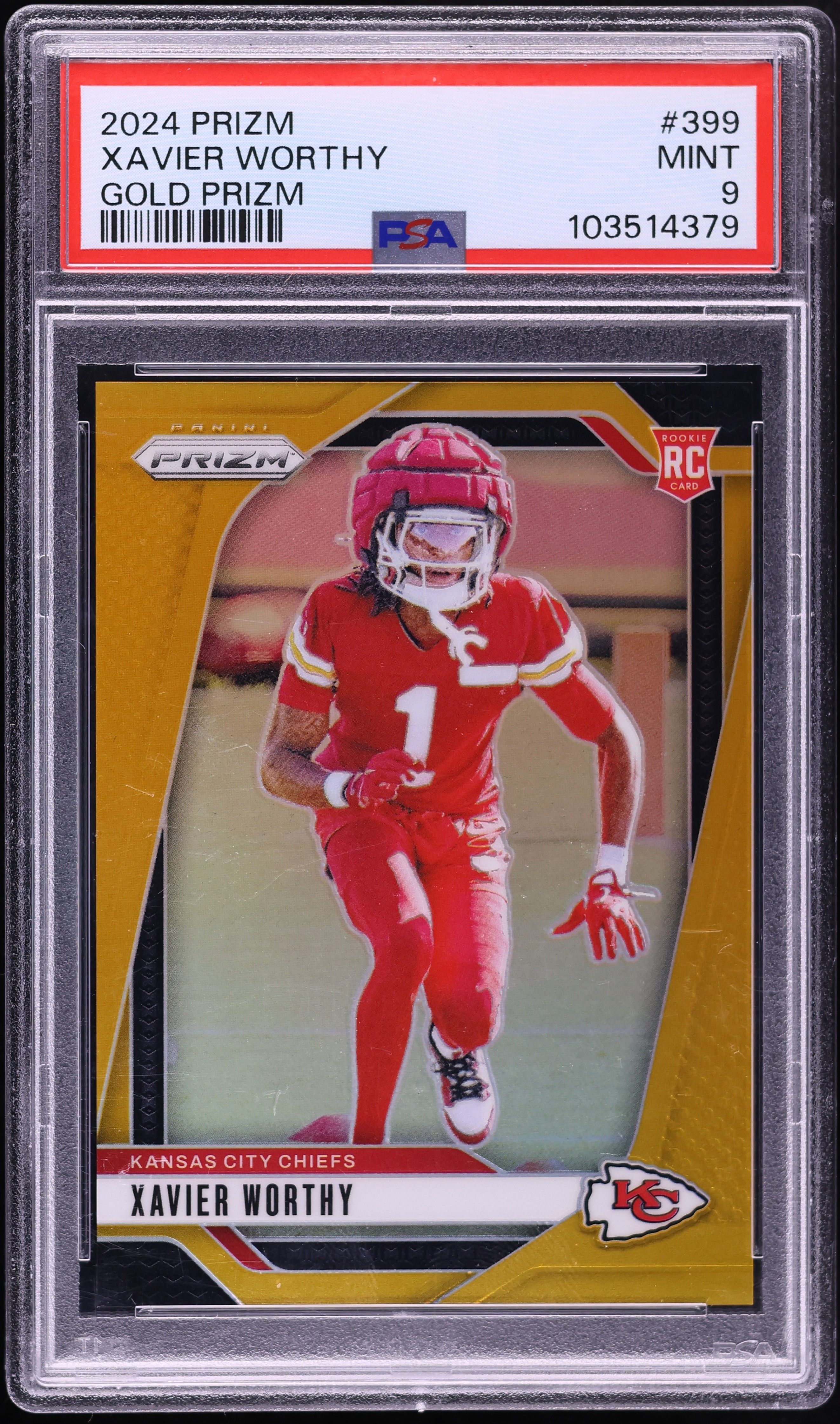 2024 Panini Prizm Gold Xavier Worthy ROOKIE 10/10 #399 PSA 9 MINT