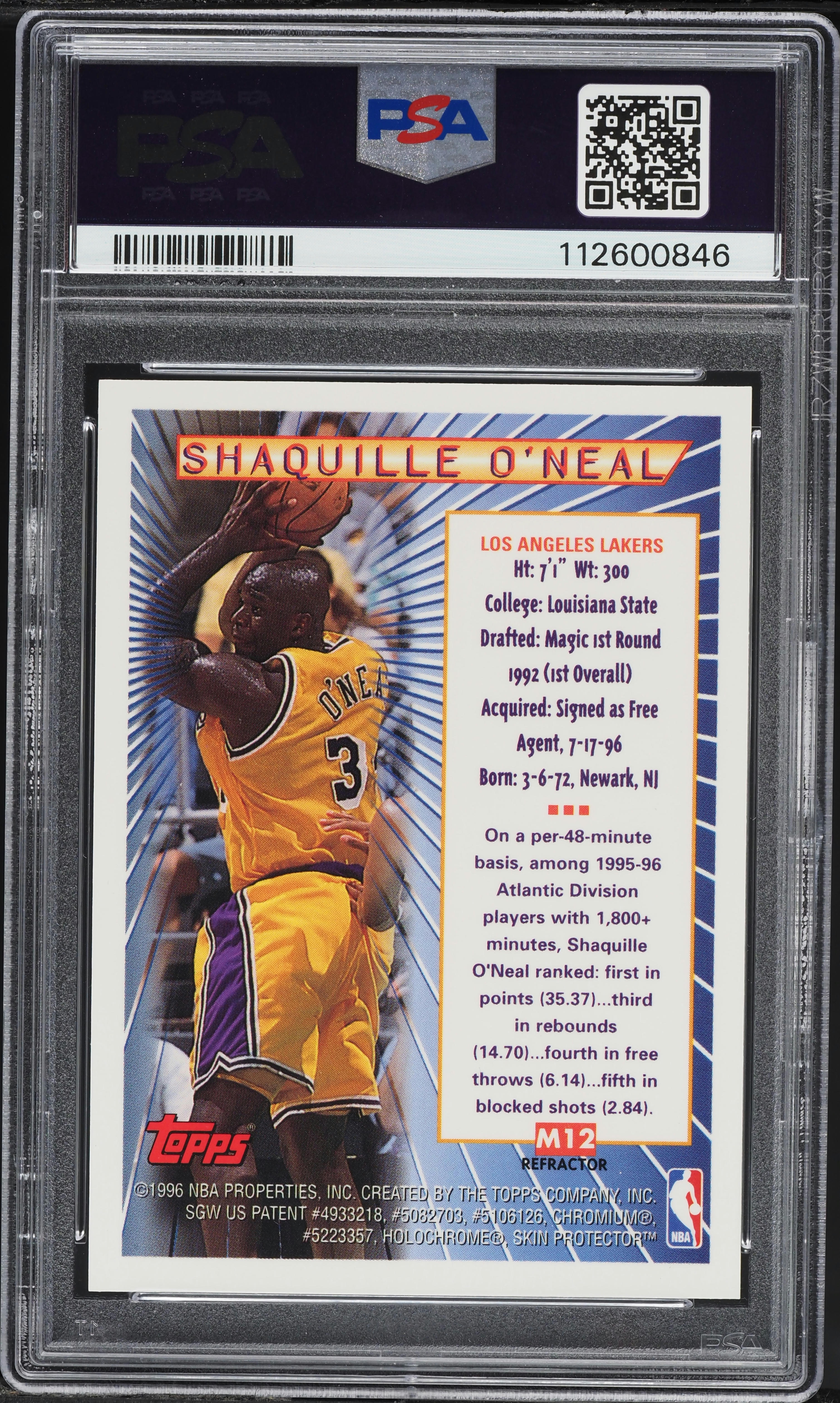 1996 Mystery Finest Super Team Finals Refractor Shaquille O'Neal