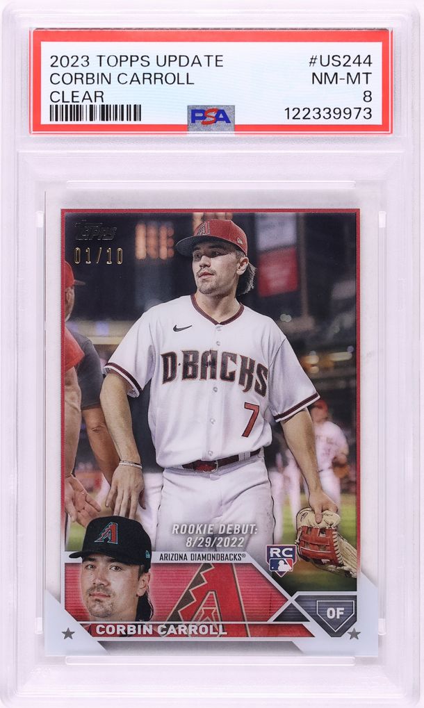 2023 Topps Update Clear Corbin Carroll ROOKIE 1/10 #US244 PSA 8 NM