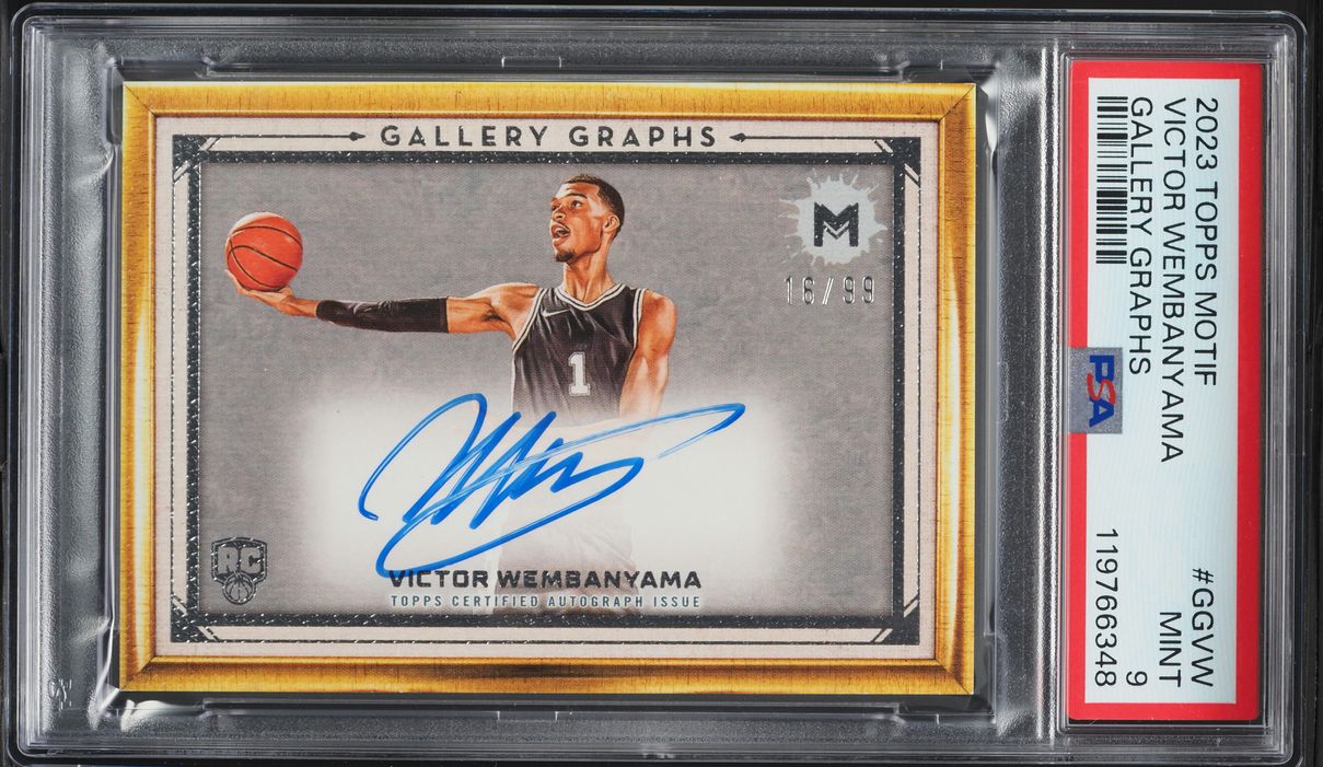 2023 Topps Motif Gallery Graphs Victor Wembanyama ROOKIE AUTO /99 #GGVW PSA 9