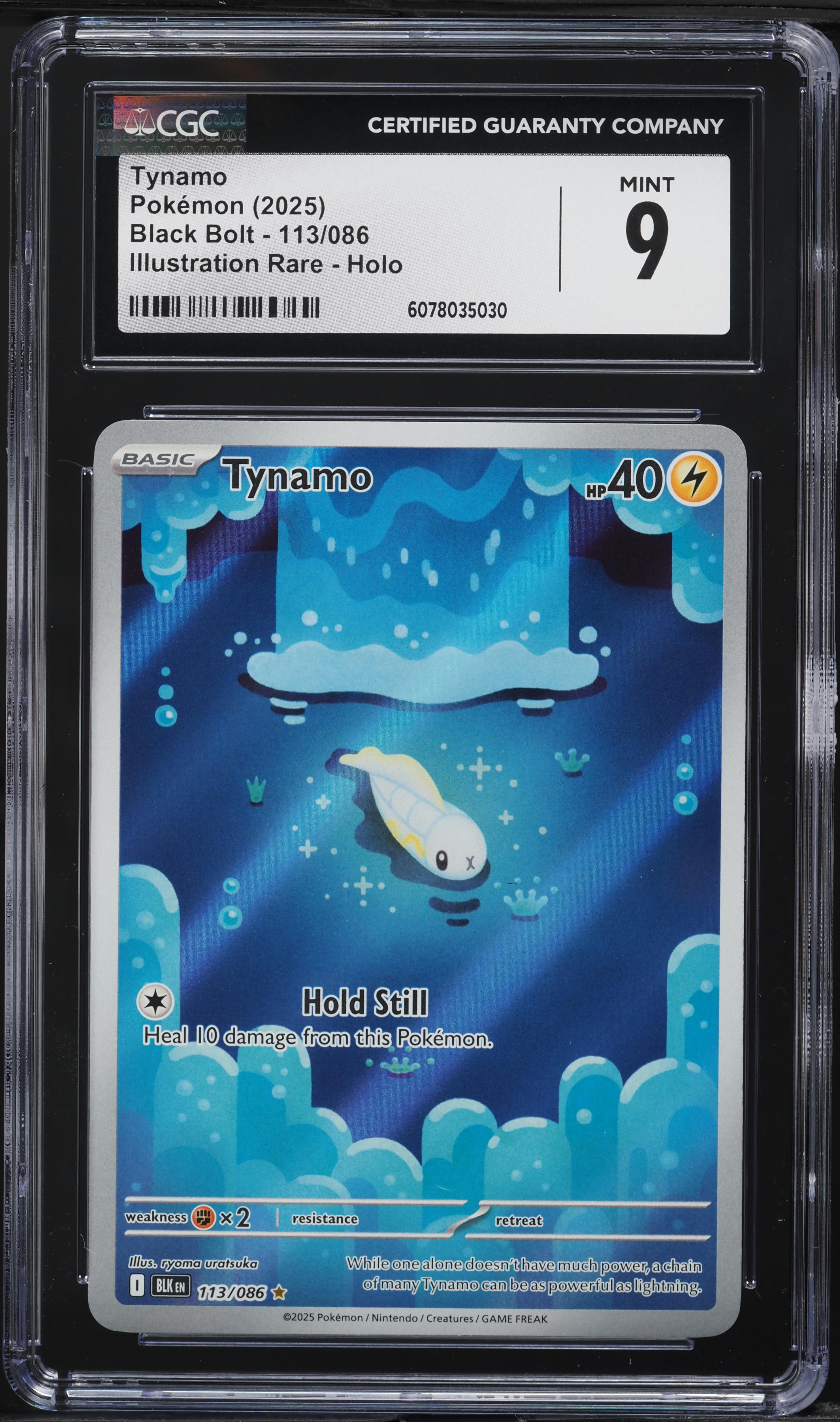 tynamo pokemon card value 2022 2025 Pokemon Scarlet & Violet Black Bolt Full Art Tynamo #113 CGC 9 MINT on  Fanatics Collect