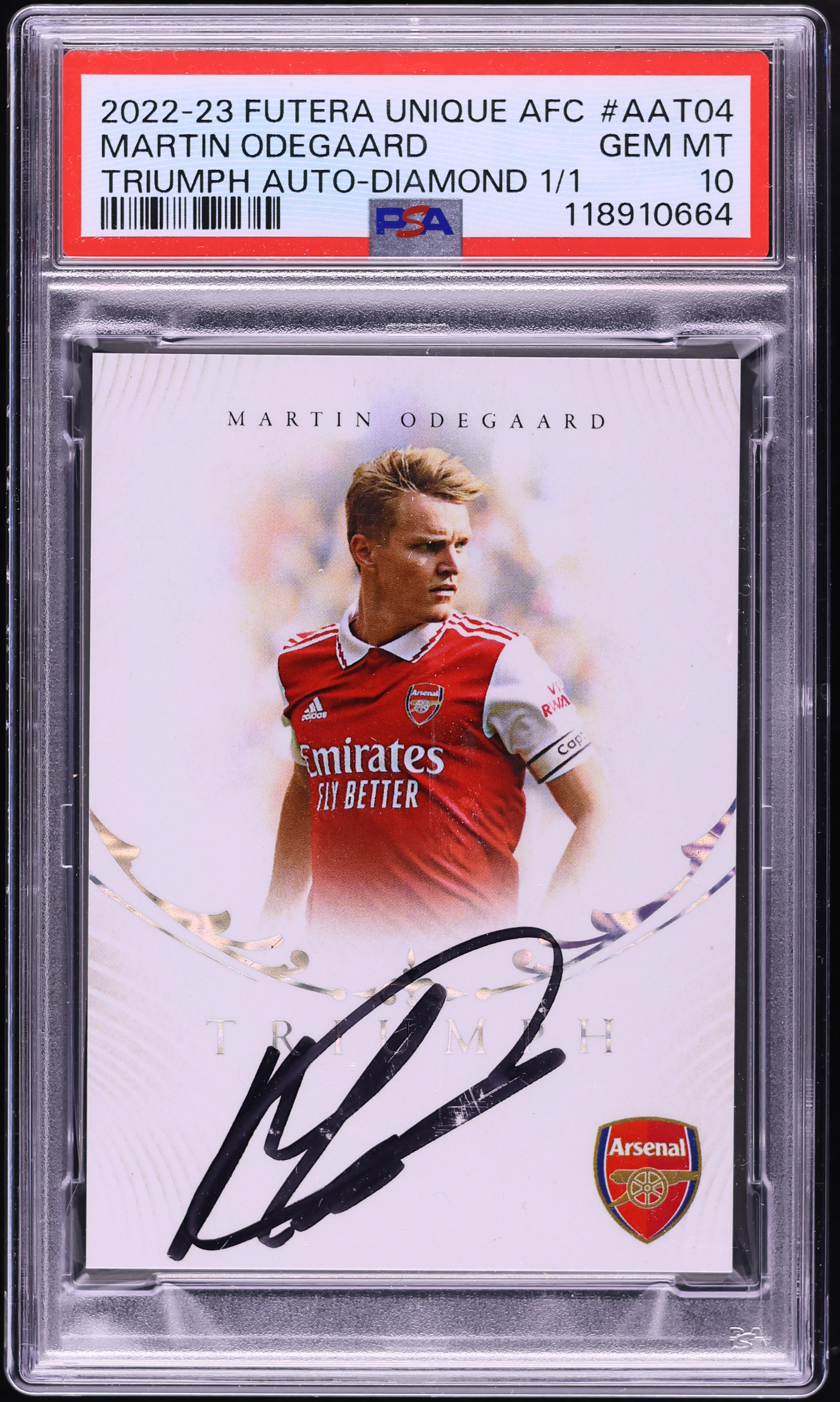 2022 Futera Unique AFC Triumph Diamond Martin Odegaard AUTO 1/1