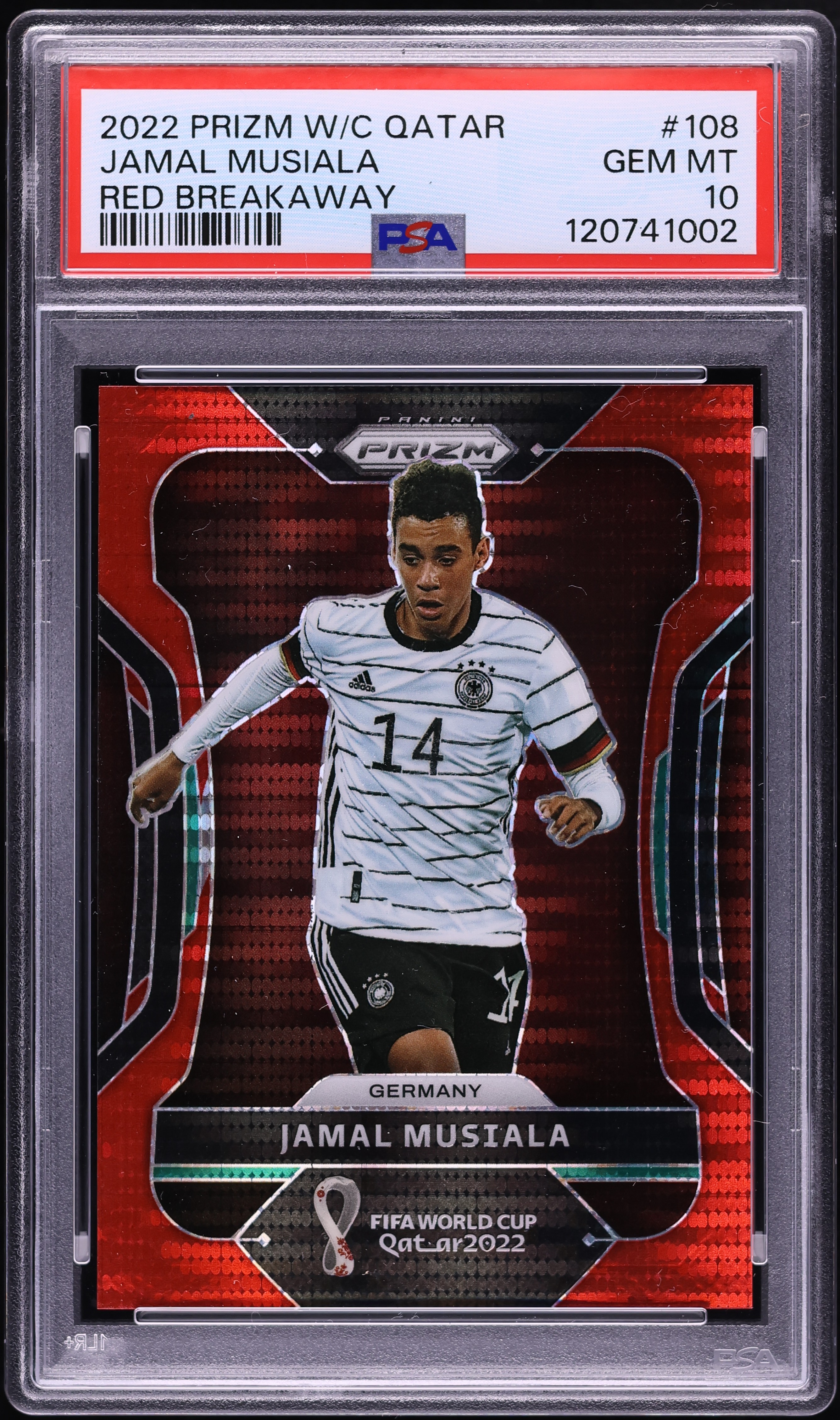 2022 Panini Prizm World Cup Qatar Red Breakaway Jamal Musiala /99