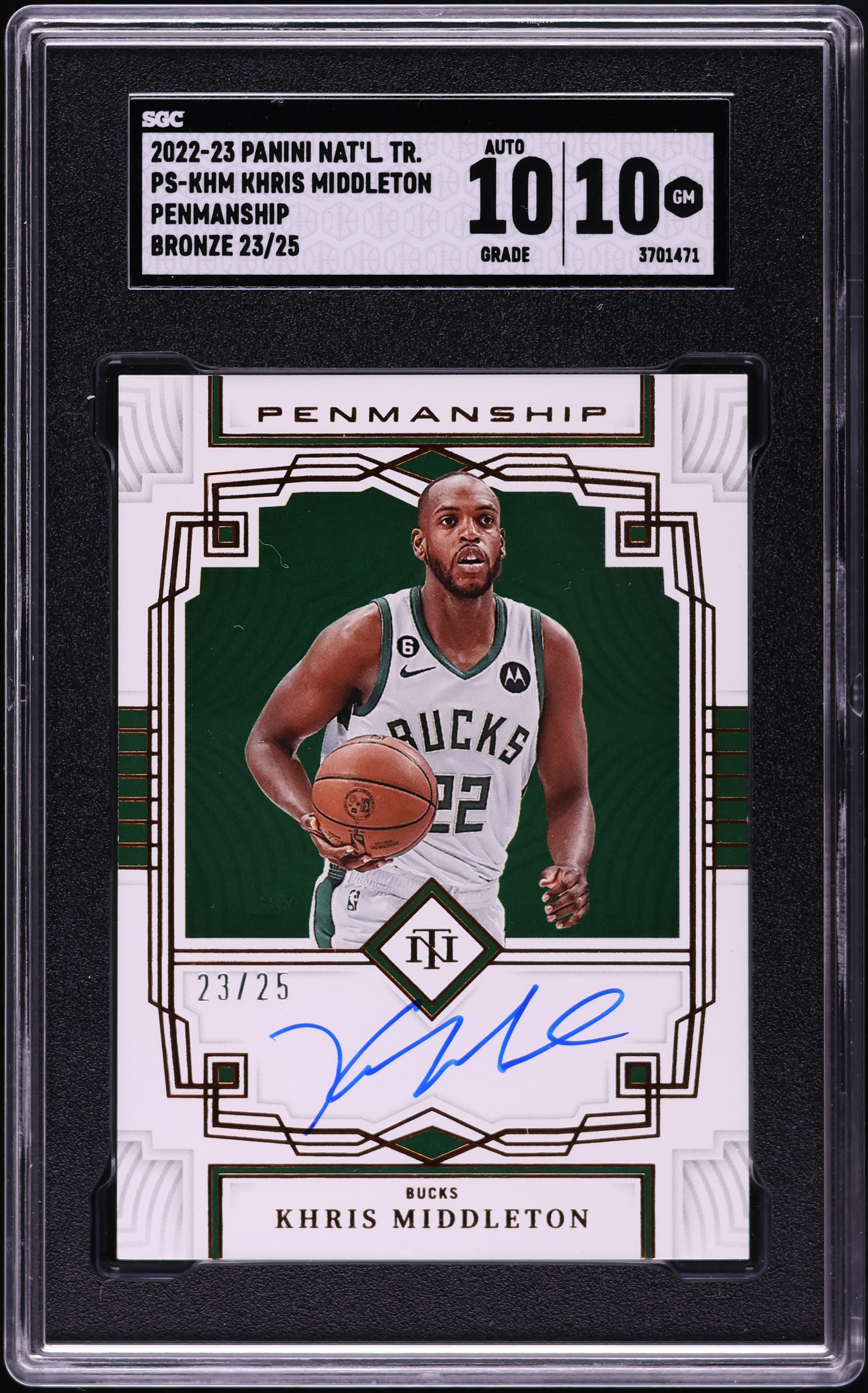 2022 National Treasures Penmanship Bronze Khris Middleton AUTO /25