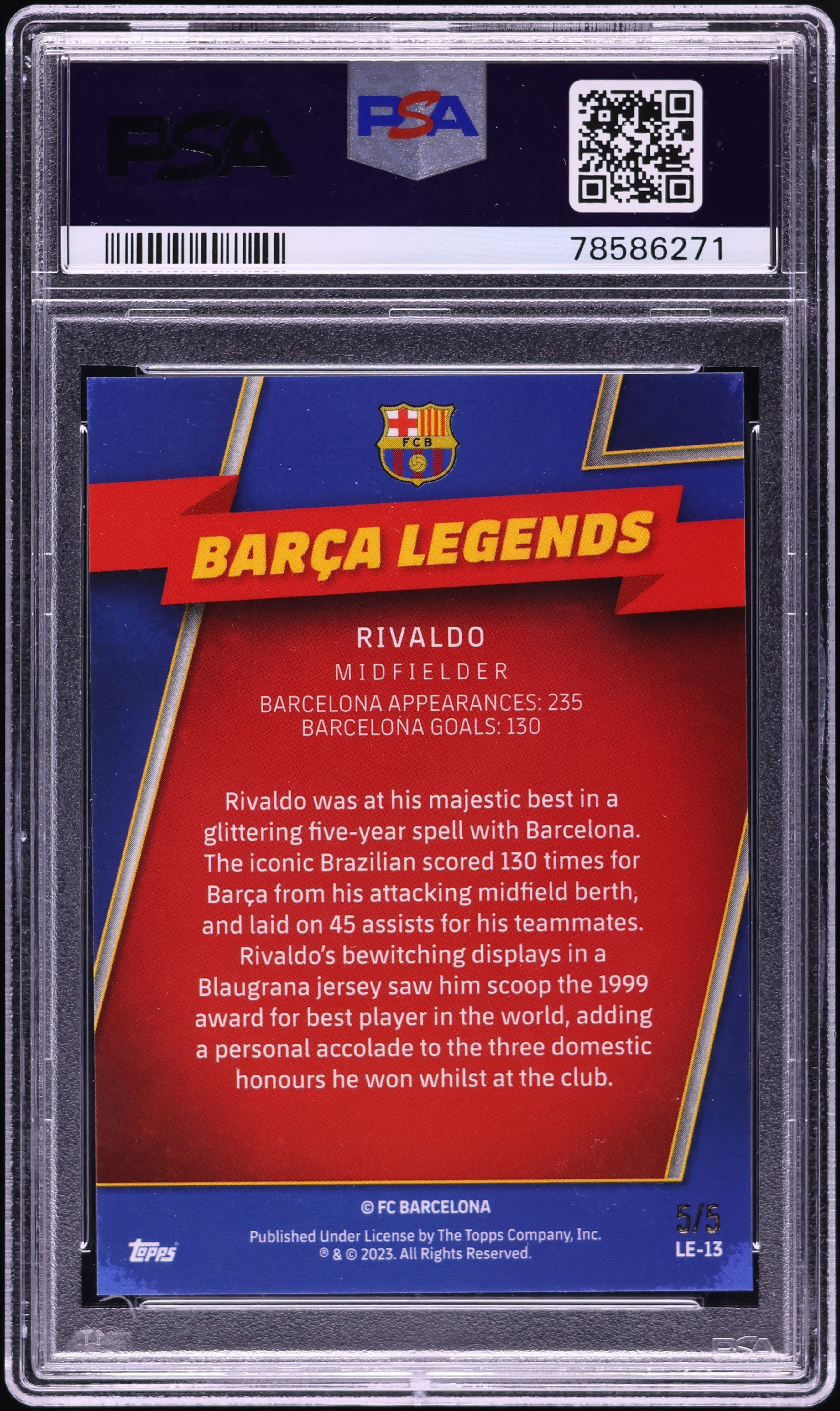 2022 Topps Chrome FC Barcelona Barca Legends Red Xfractor Rivaldo