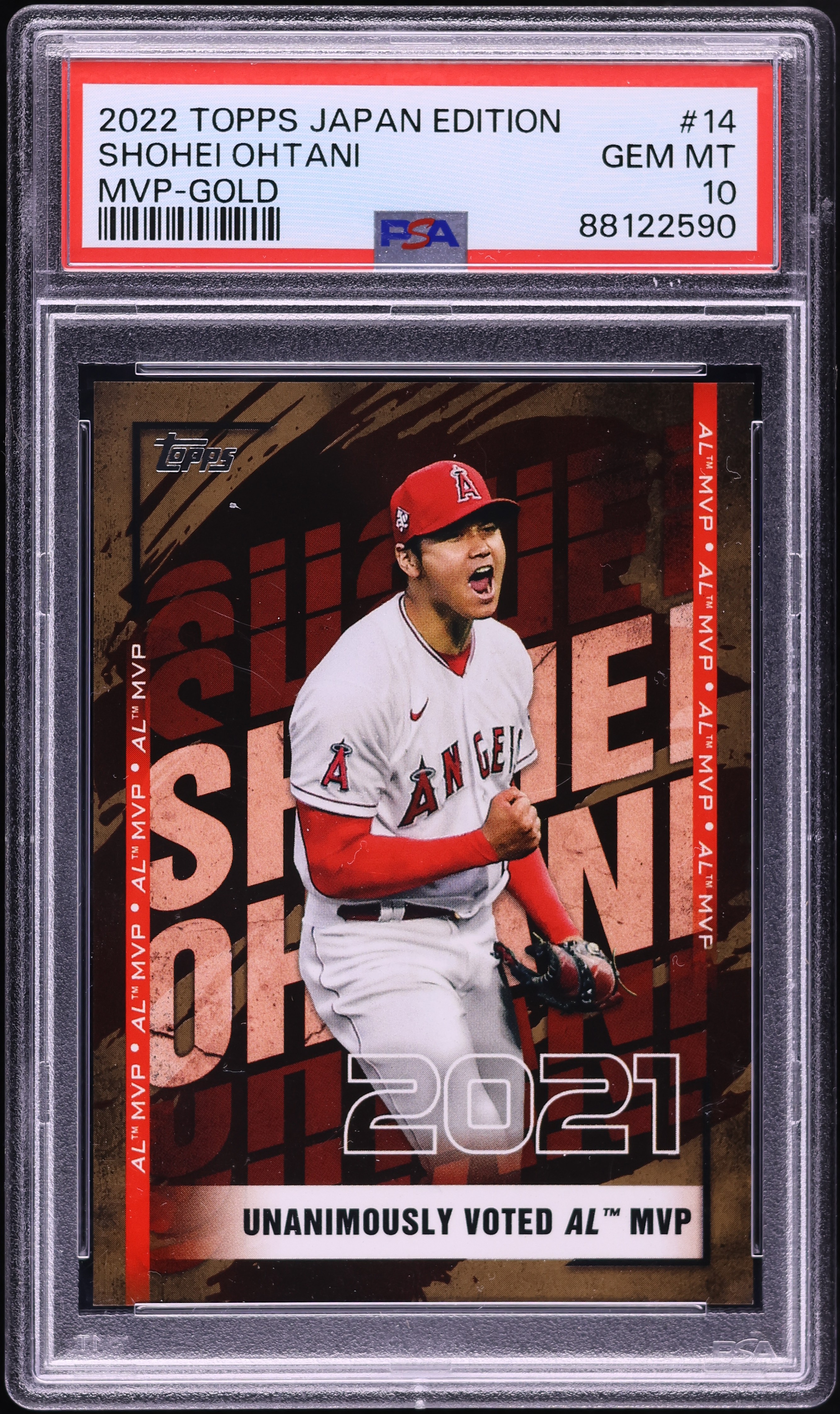 2022 Topps Japan Edition MVP Gold Shohei Ohtani 17/25 #14 PSA 10