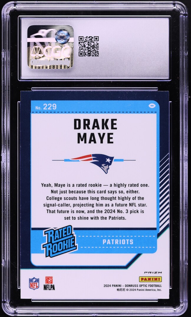 2024 Donruss Optic Pink Drake Maye ROOKIE #229 CGC 10 GEM MINT