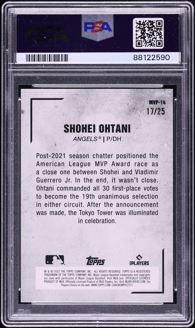 2022 Topps Japan Edition MVP Gold Shohei Ohtani 17/25 #14 PSA 10 GEM MINT