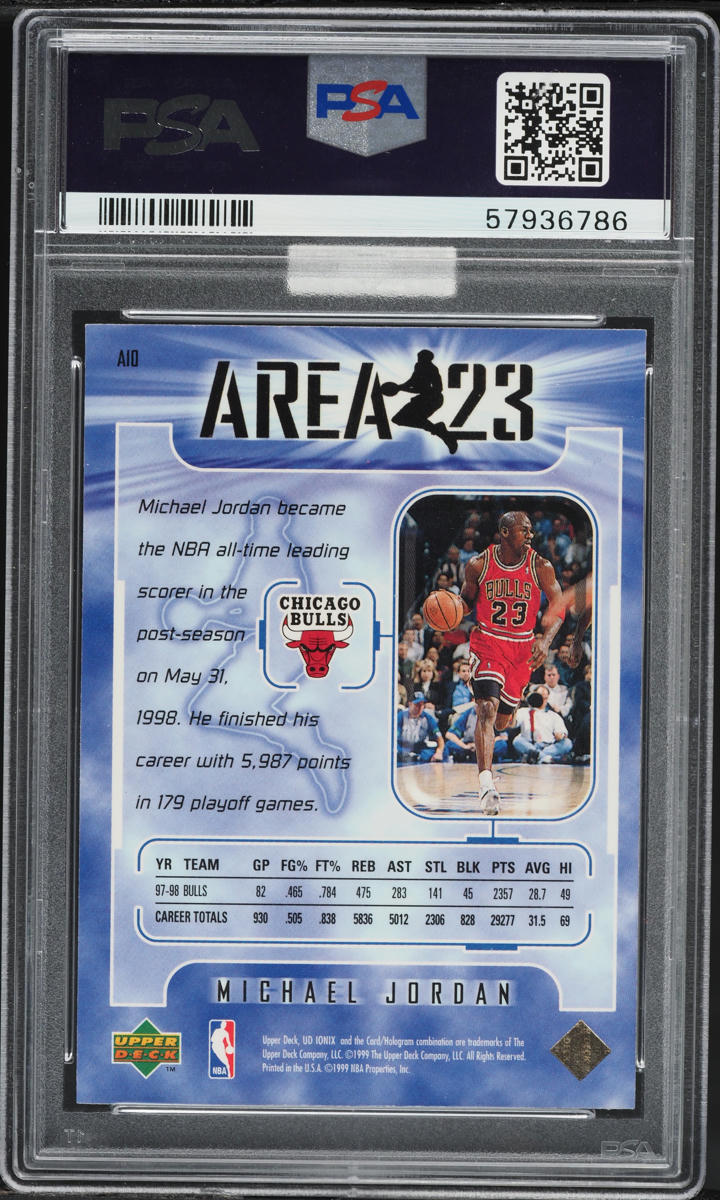 1998 Upper Deck Ionix Area 23 Michael Jordan #A10 MBA PSA 10 GEM MINT