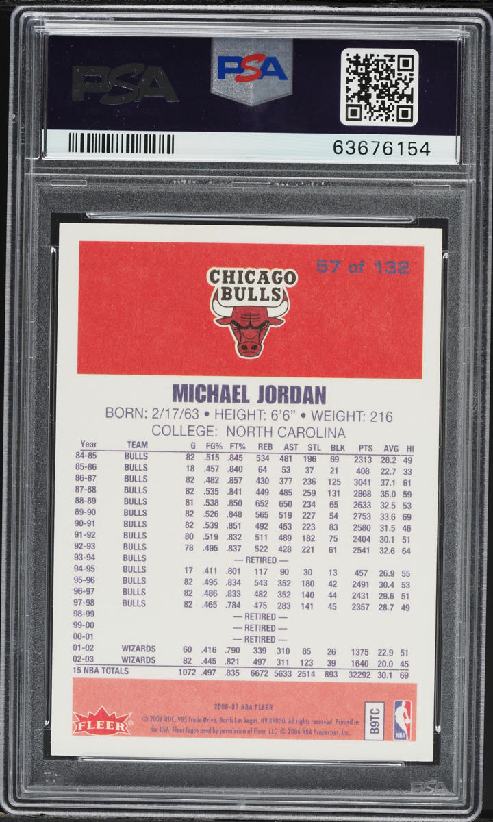 2006 Fleer '86 20th Anniversary Michael Jordan #57 PSA 10 GEM MINT