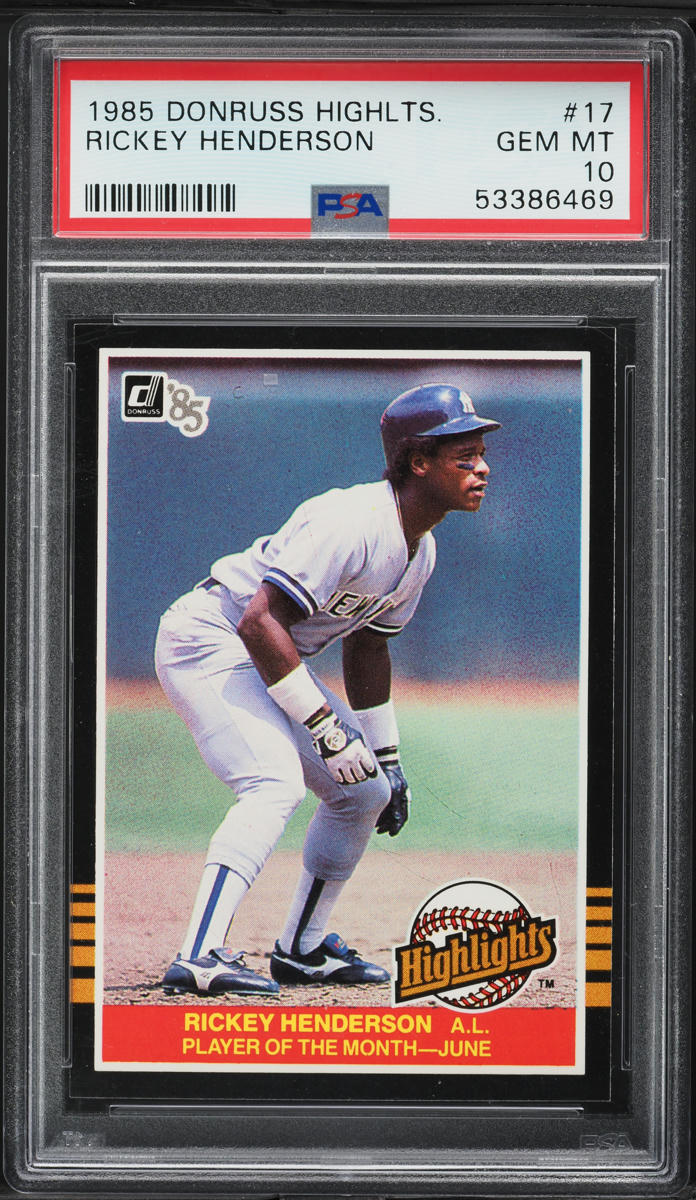 1985 Donruss Highlights Rickey Henderson #17 PSA 10 GEM MINT