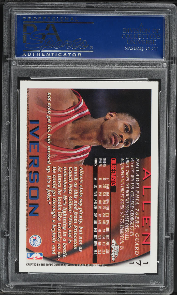 1996 Topps Chrome Allen Iverson ROOKIE #171 PSA 10 GEM MINT