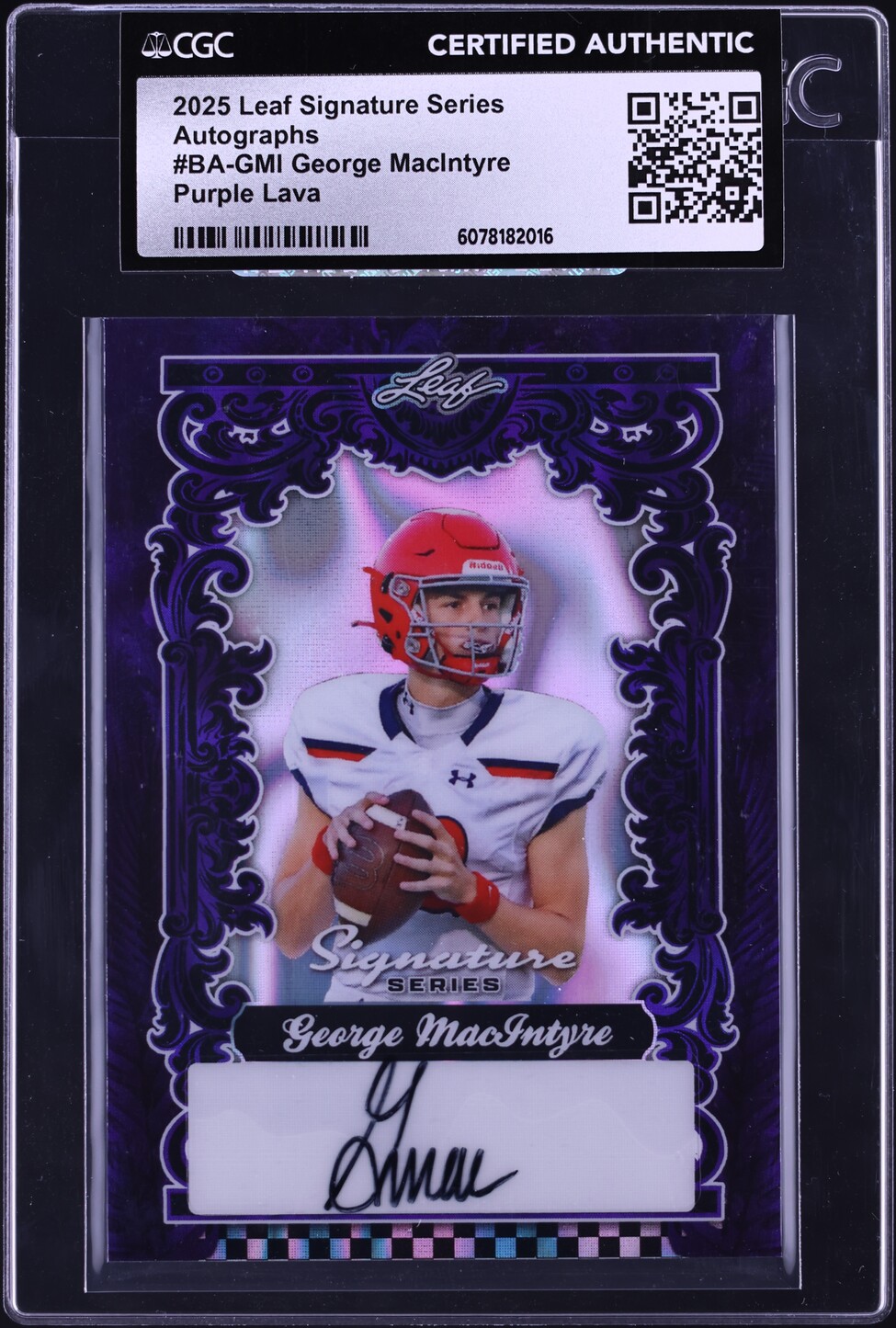 2025 Leaf Signature Series Purple Lava George MacIntyre ROOKIE AUTO 1/1 CGC AUTH