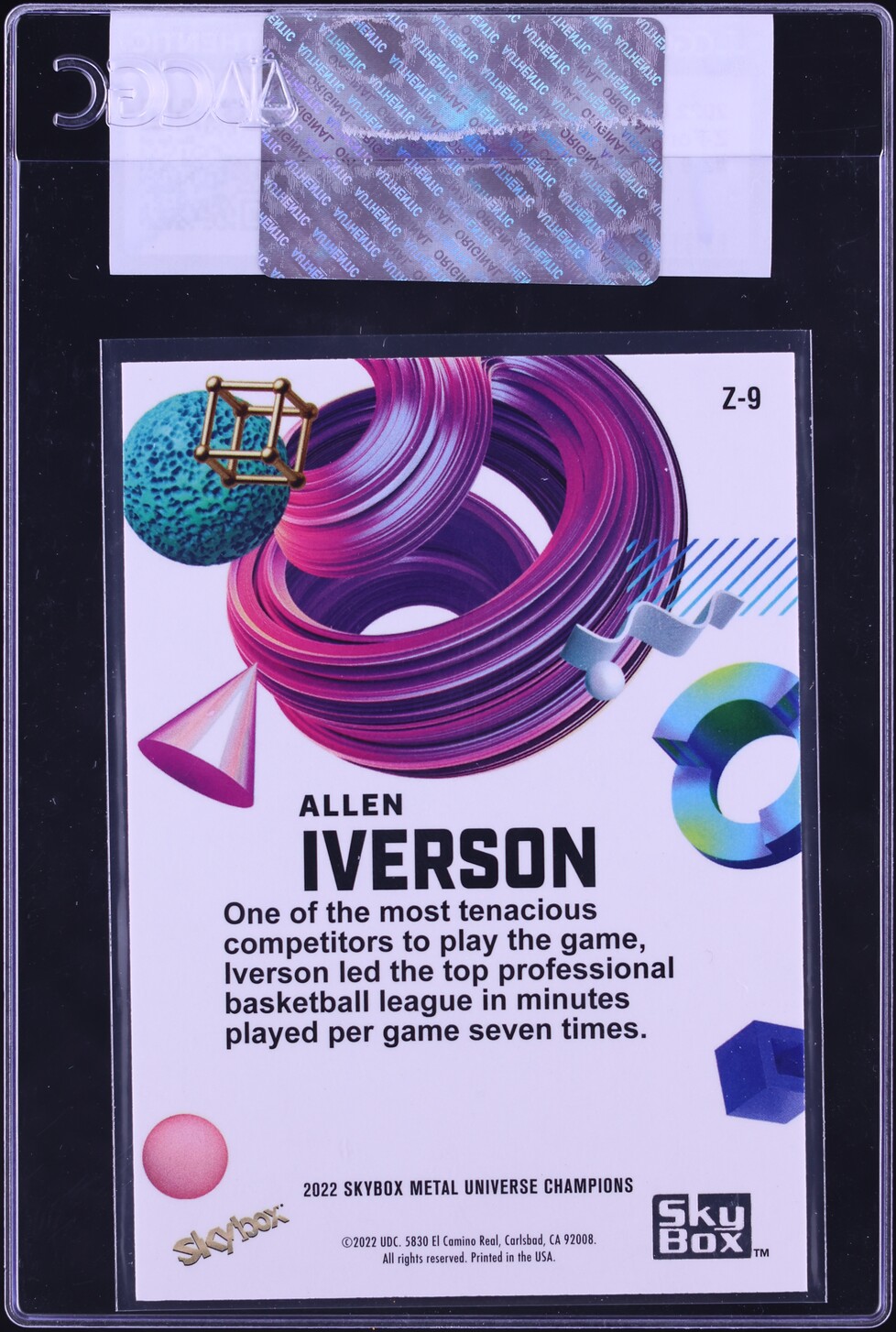 2022 Metal Universe Champions Z-Force Allen Iverson #Z-9 CGC AUTH