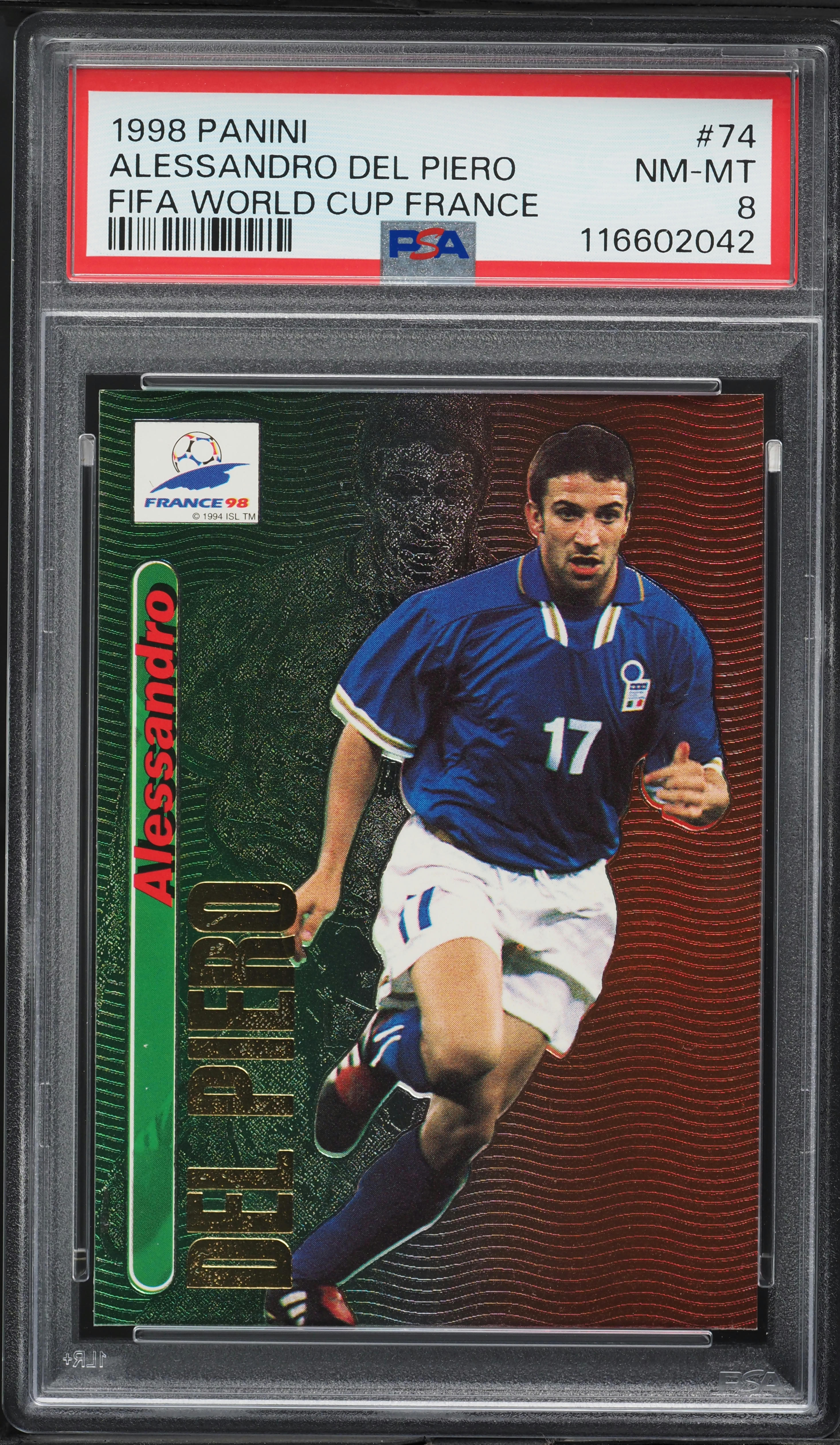 1998 Panini FIFA World Cup France Alessandro Del Piero #74 PSA 8