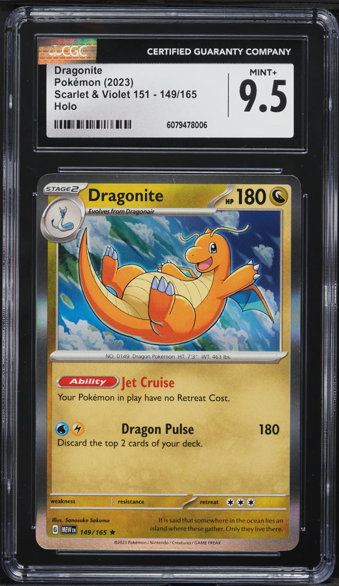 2023 Pokemon Scarlet & Violet 151 Holo Dragonite #149 CGC 9.5 MINT+ on Fanatics Collect 2023 Pokemon Scarlet & Violet 151 Holo Dragonite #149 CGC 9.5 MINT+ on Fanatics Collect